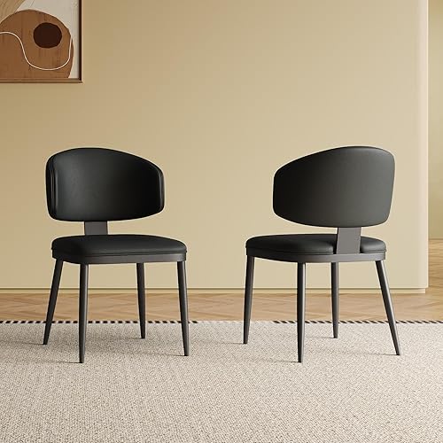 Vista 105 de Juego de 2 sillas de comedor, modernas patas doradas de piel sintética para comedor, cocina, comedor (beige)
