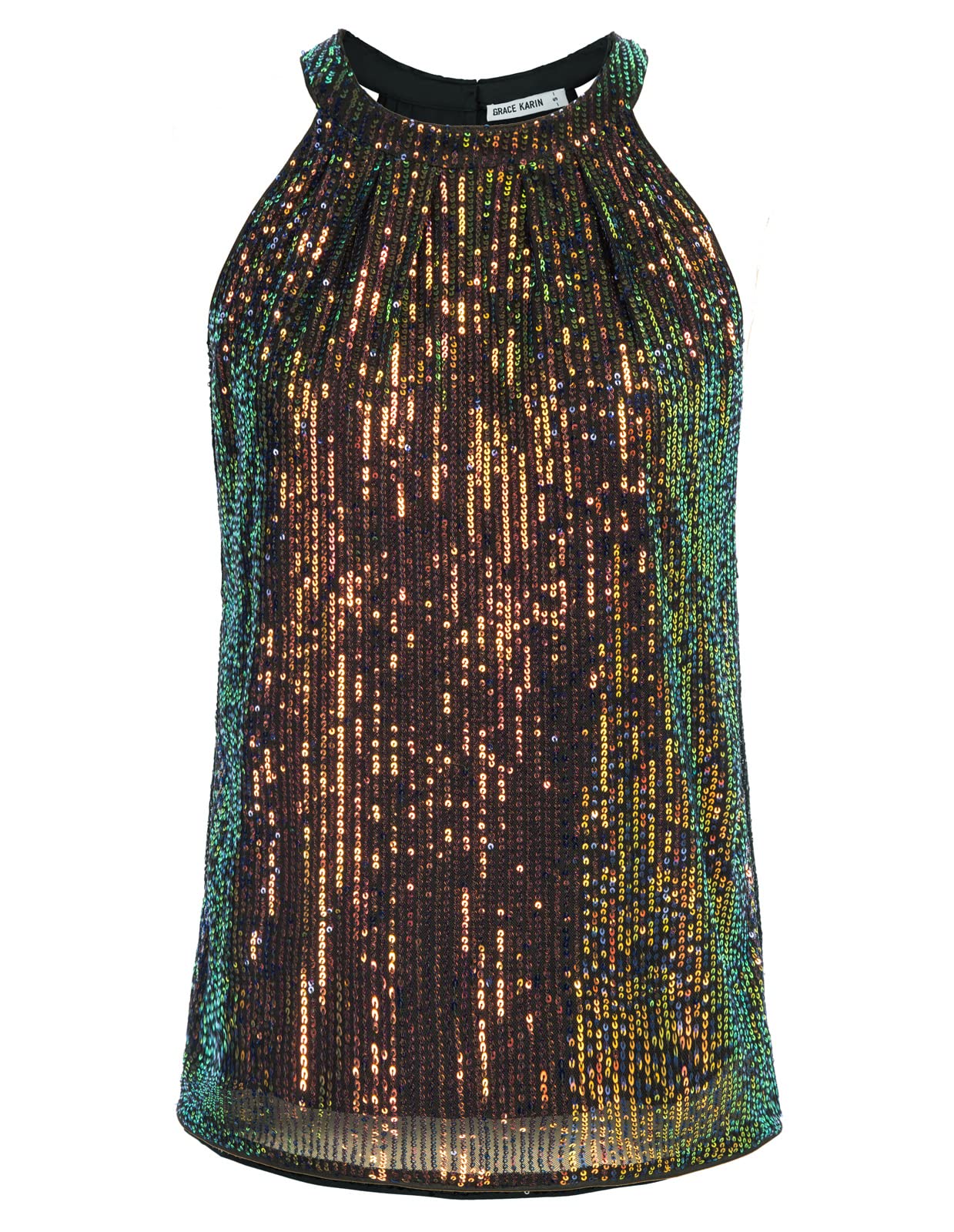GRACE KARIN Camiseta Mujer Elegante Sin Mangas con Top Verano Decorado Encaje