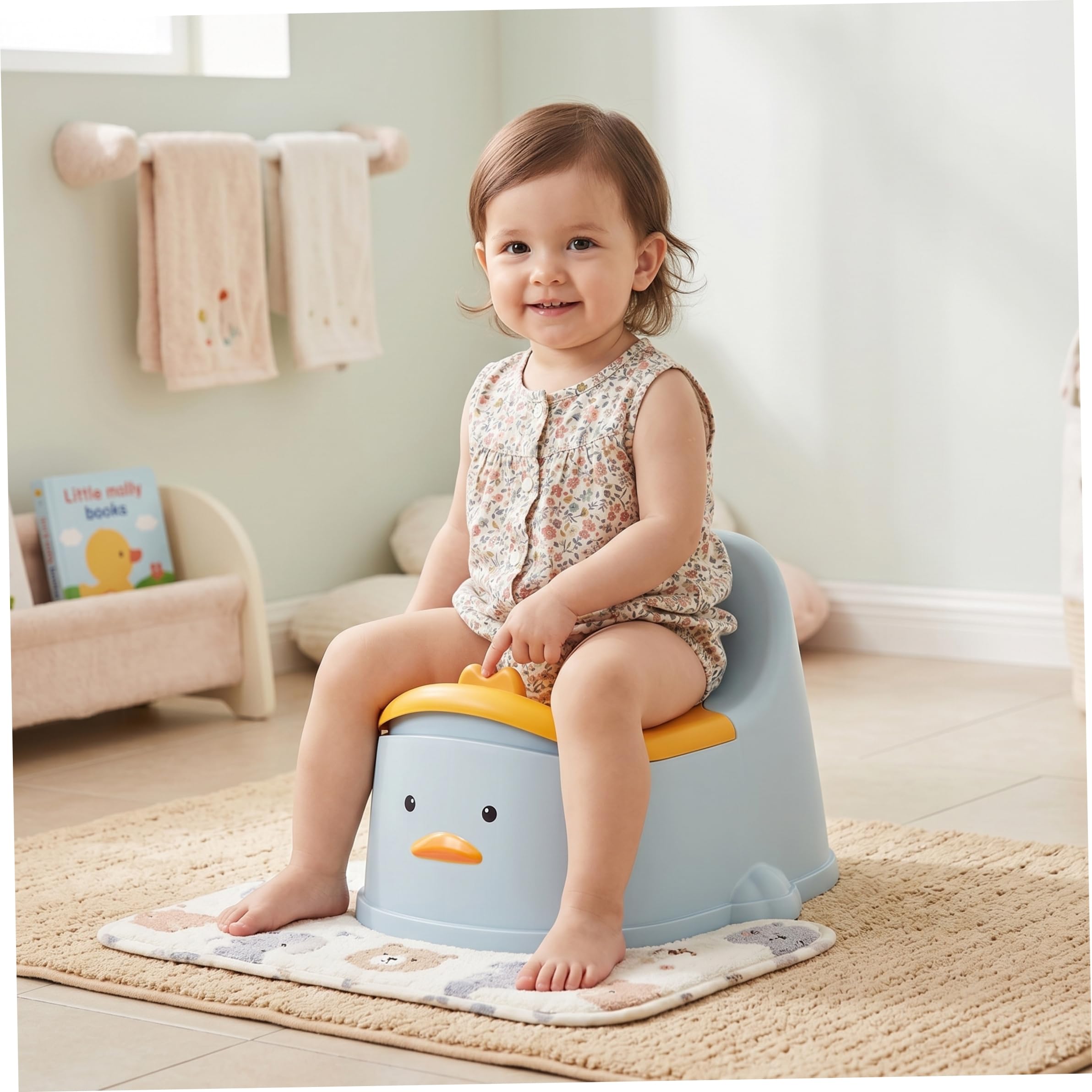 Sedili, vasino, WC per imparare a usare il vasino per bambini piccoli, antispruzzo e facile da pulire, supporto per schienale alto, (piccolo, 0-2 anni), blu