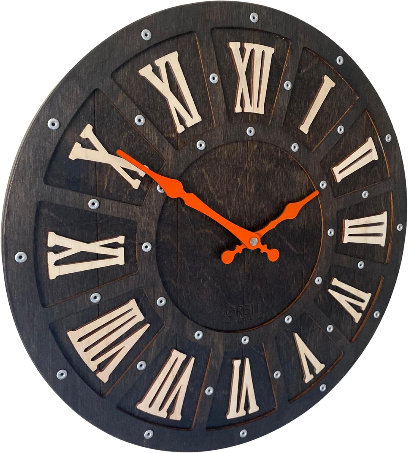 16 inch Wooden Wall Clock with Modern Farmhouse Charm Vintage Paris Decorative Clock Wood Plank Country Design Clock for Kitchen (Kona Oak)
