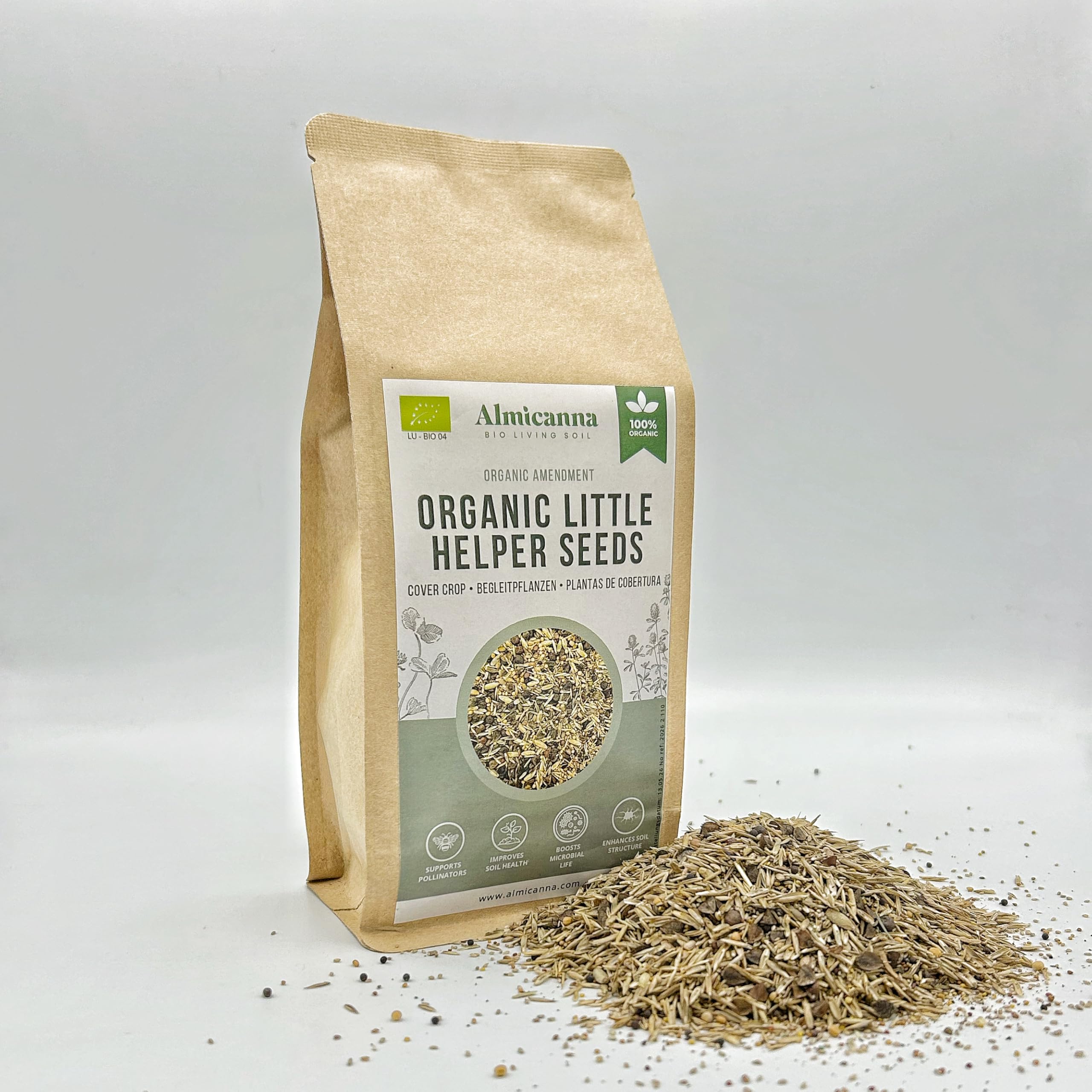 Organic Little Helper Seeds Cover Crop 50g – Plantas de Acompañamiento y Subsiembra para Living Soil – Abono Natural para el Cultivo de Plantas en Interior (1KG)