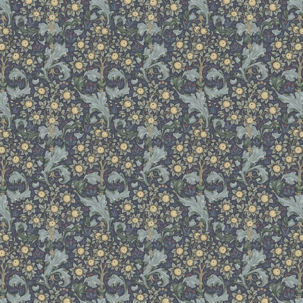 William Morris Orchid Cotton Panama Digital Fabric Floral Bouquet Upholstery (Sold Per Half Metre) (Bluebell)