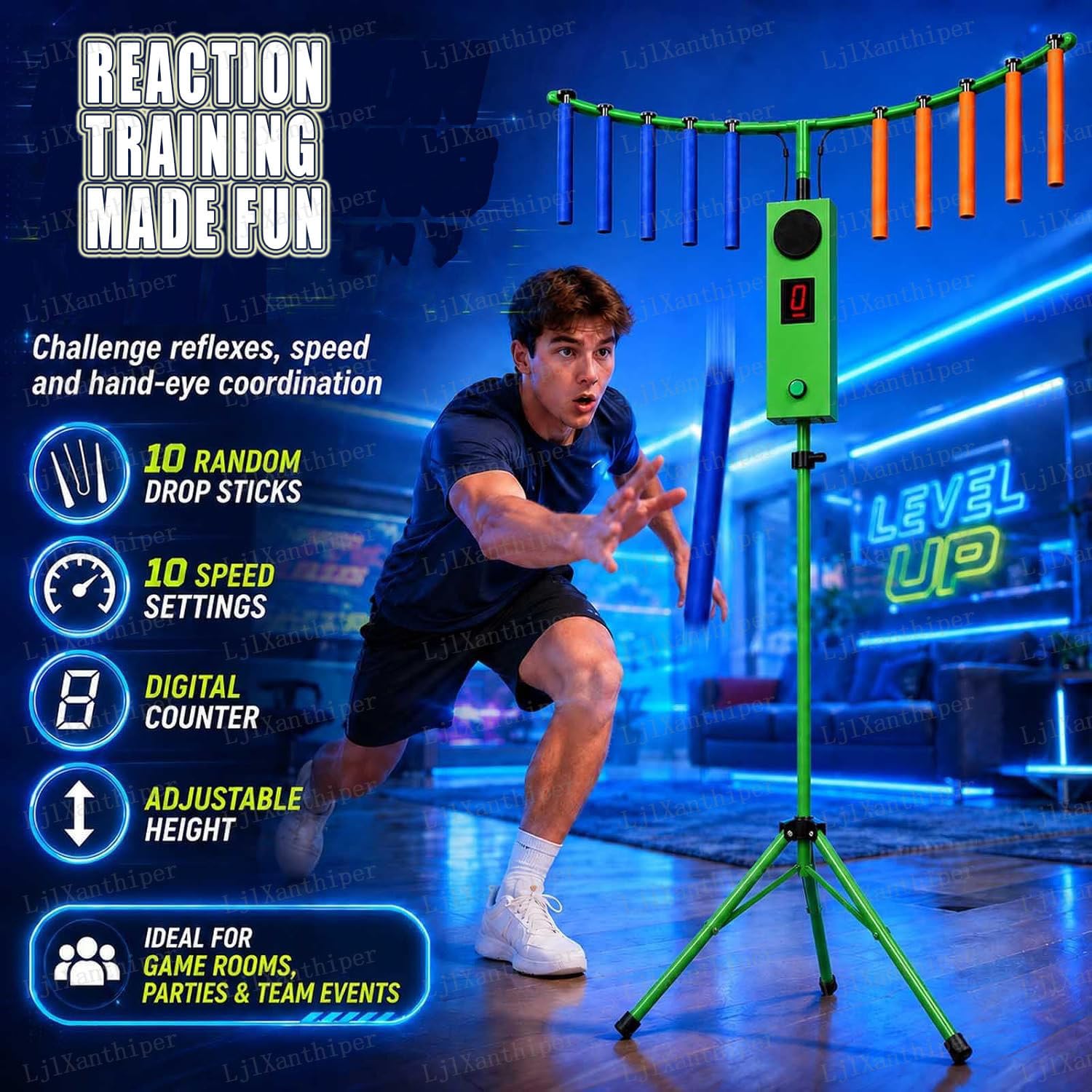 Gra Zręcznościowa Stick Challenge,Automat Z Regulacją Prędkości Do Treningu Koordynacji Wzrokowo Ruchowej,Efektami świetlnymi LED Dźwiękowymi,Idealna Na Imprezy,Zabawy Z Rodziną Yellow