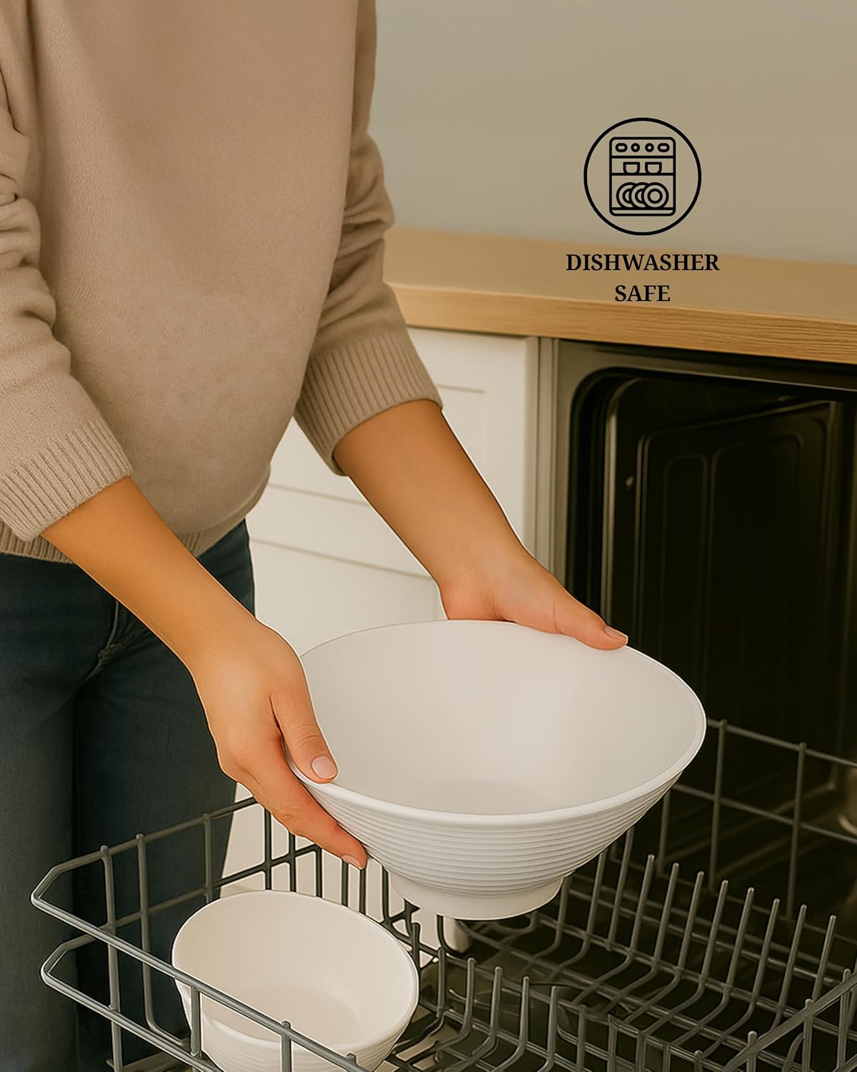 Pho Bowl Large 57oz XL Bowl Set with Pho Spoon Chopstick Stand Sauce Dish White Noodle Bowl Large Soup Bowls for Pho Asian Durable APEX S.K. Plastic Pho Bowls and Spoons Set Authentic Vietnamese Style