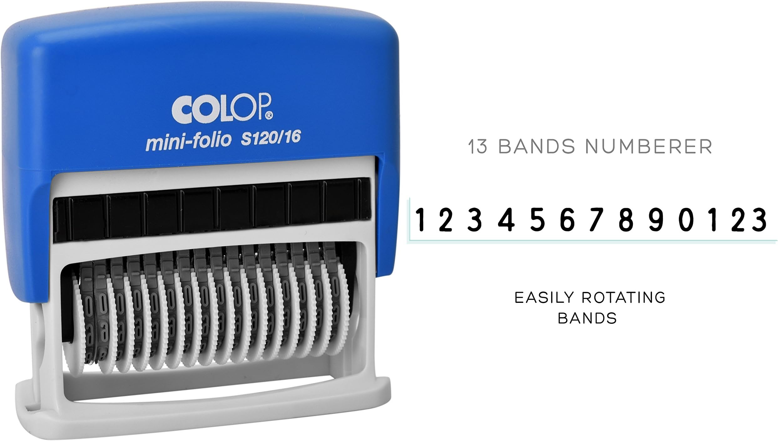 Colop S120/16 Mini Folio Self Inking Rubber Stamp 13 Digit Numbering Stamp - Black Ink