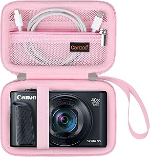 Canboc Carrying Case for Canon PowerShot SX720 SX730 SX740 SX620 G7X Digital Camera, Point and Shoot Vlogging Camera Bag, Zipper Mesh Pocket fits USB Cable, Batteries, Pink