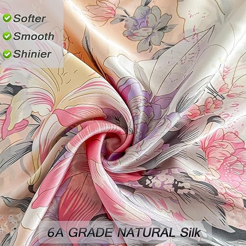 Miniatura 2 de Funda de almohada de seda de morera 100 % pura, tamaño King con cremallera oculta impresa, fundas de almohada de seda floral natural real para