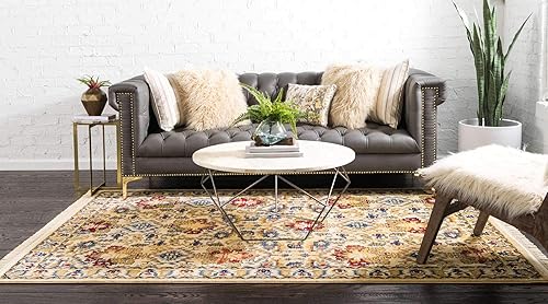 Miniatura 3 de Unique Loom District Collection Farmhouse, rústica, borde, alfombra geométrica, 9 pies 0 pulgadas x 12 pies 0 pulgadas, marfilazul