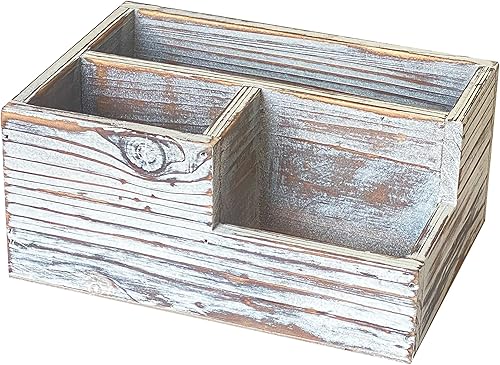 Miniatura 1 de Soporte decorativo de madera rústica para bolígrafos y lápices, organizador de madera estacionaria para oficinahogar (5.5 x 7.9 x 3.5 pulgadas)