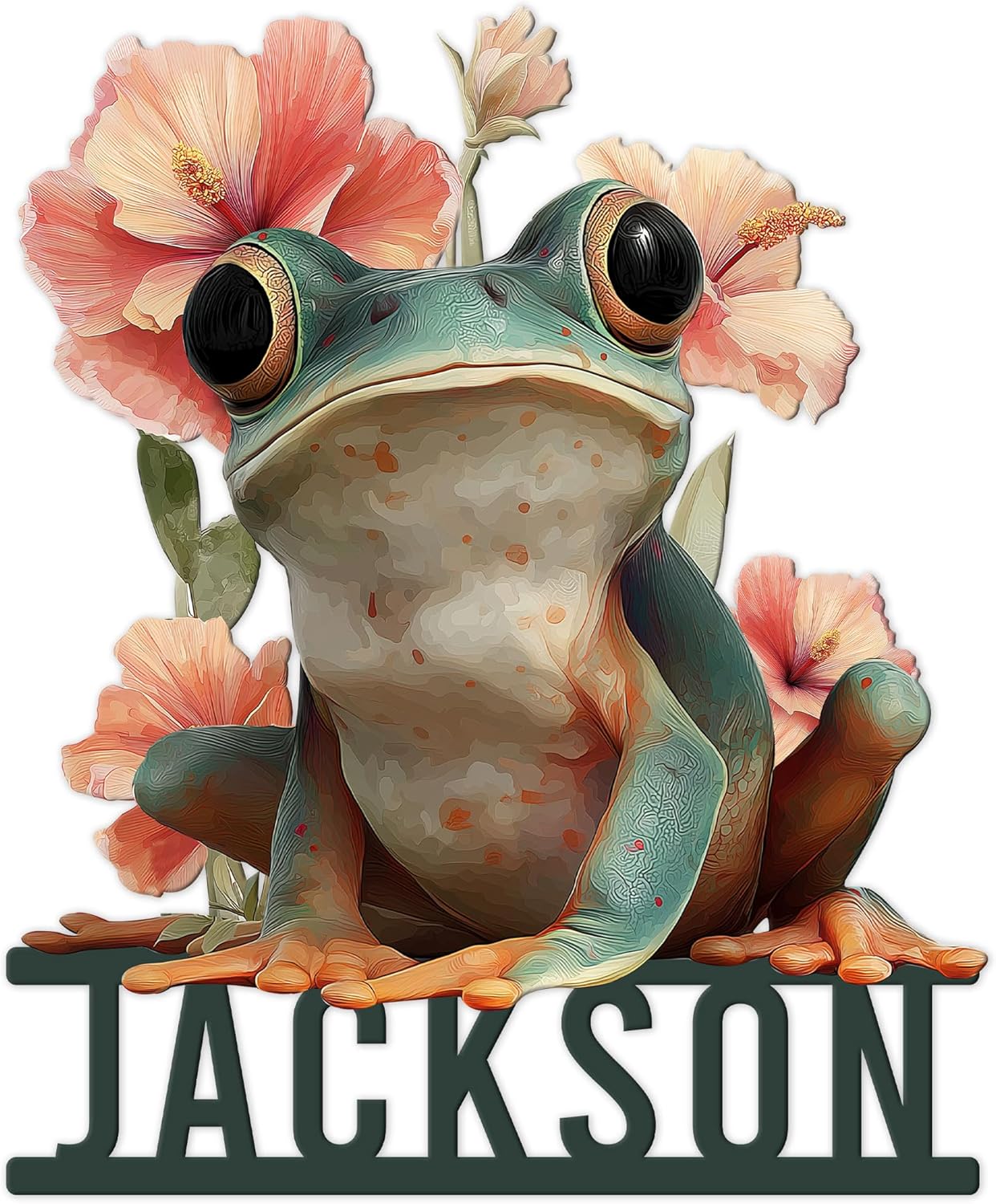 Personalized Frog Metal Sign – Custom Name Wall, Fence, Porch, Yard, Garden, Patio, Home, Office Hanging Decor – Gift for Mom, Dad, Daughter, Son, Frog Lovers, Nature Enthusiast Birthday or Holiday