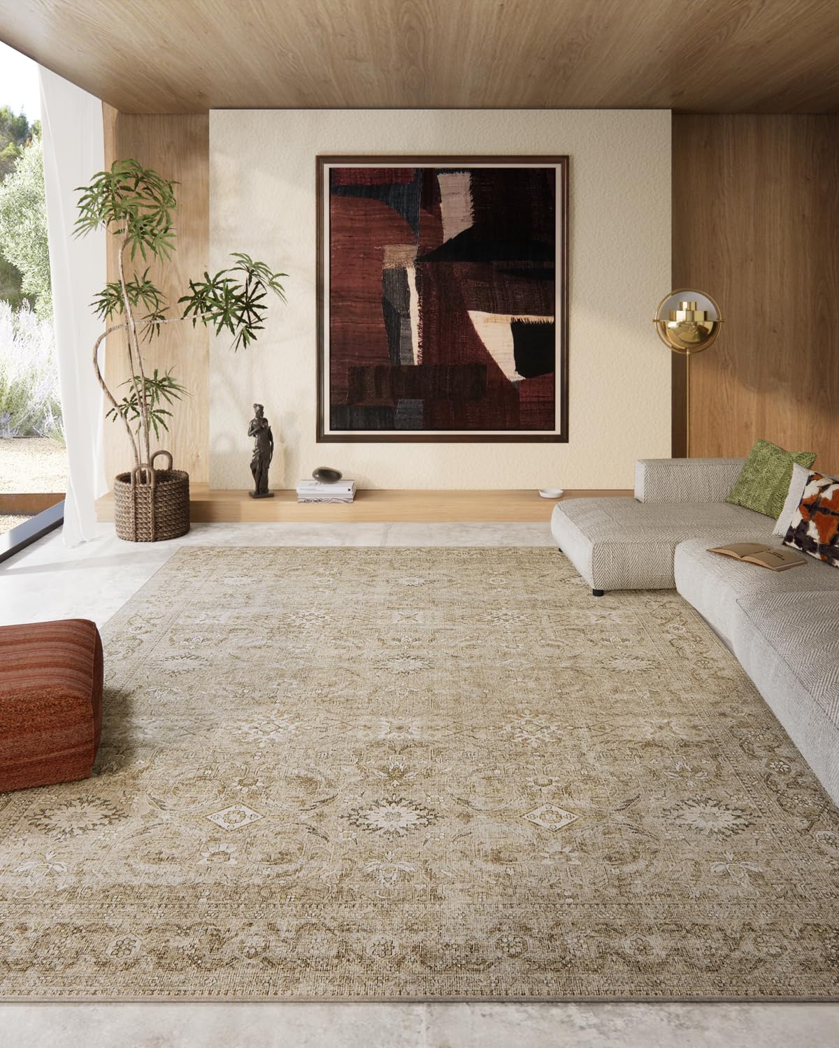 8x10 Area Rugs for Living Room: Washable Rugs for Bedroom Non Slip Low Pile Soft Faux Wool Non Shedding Vintage Large Area Rug for Dining Room Kitchen