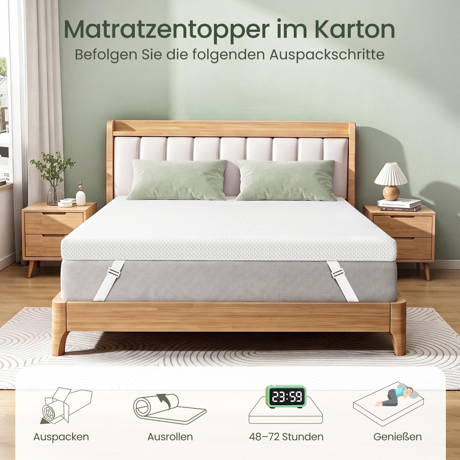 Matratzen Topper 140x200cm H3/H4, 10 cm Gel Memory Schaum, Öko-TEX Zertifiziert, Atmungsaktiv und Waschbar, rutschfest für Boxspringbett und Schlafsofa