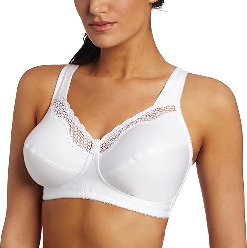 Exquisite Form 5100535 Fully Cotton Soft Cup Wireless Full-Coverage Bra with Back Closure & Lace