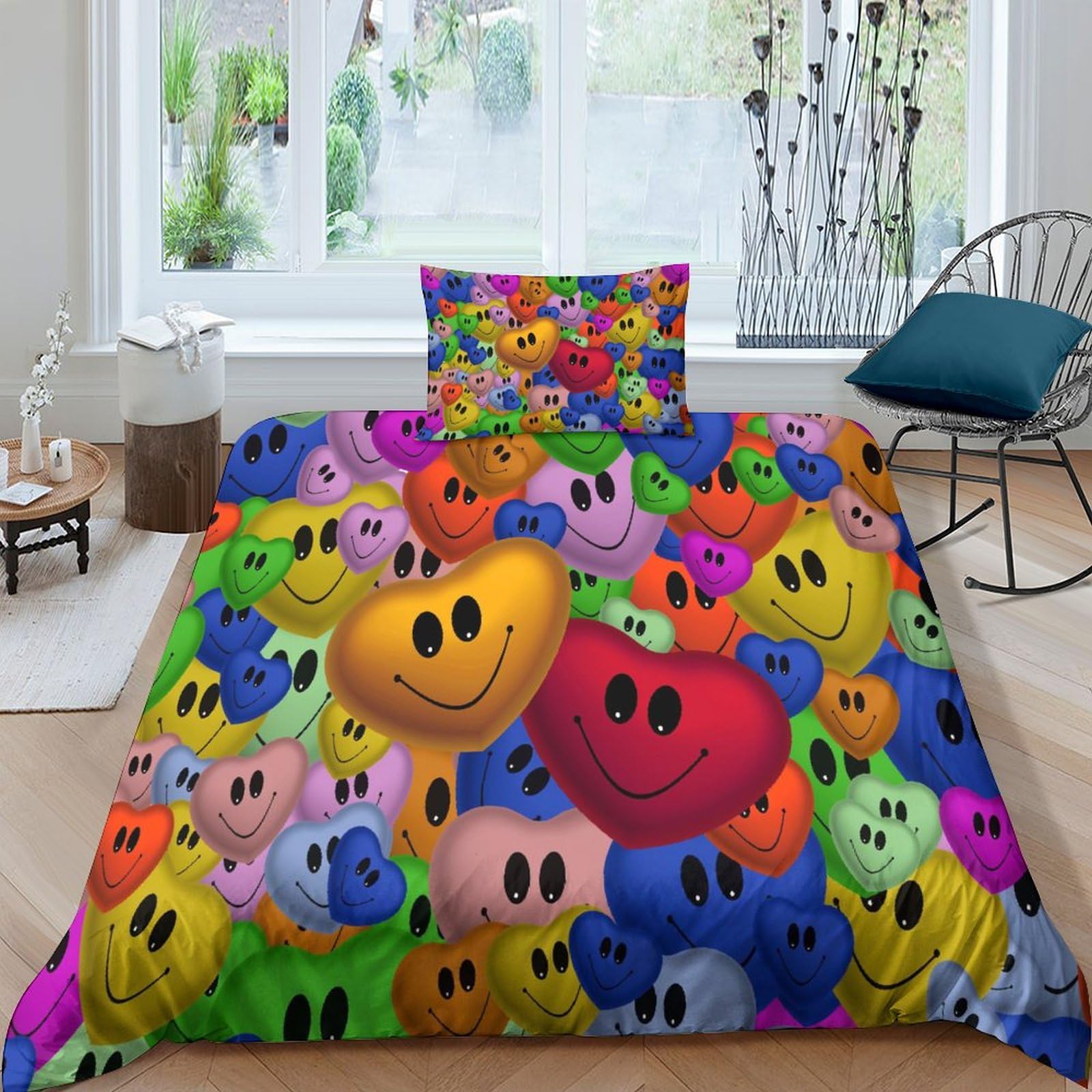 Housse de couette pour adultes et enfants en microfibre avec taies 3 pièces