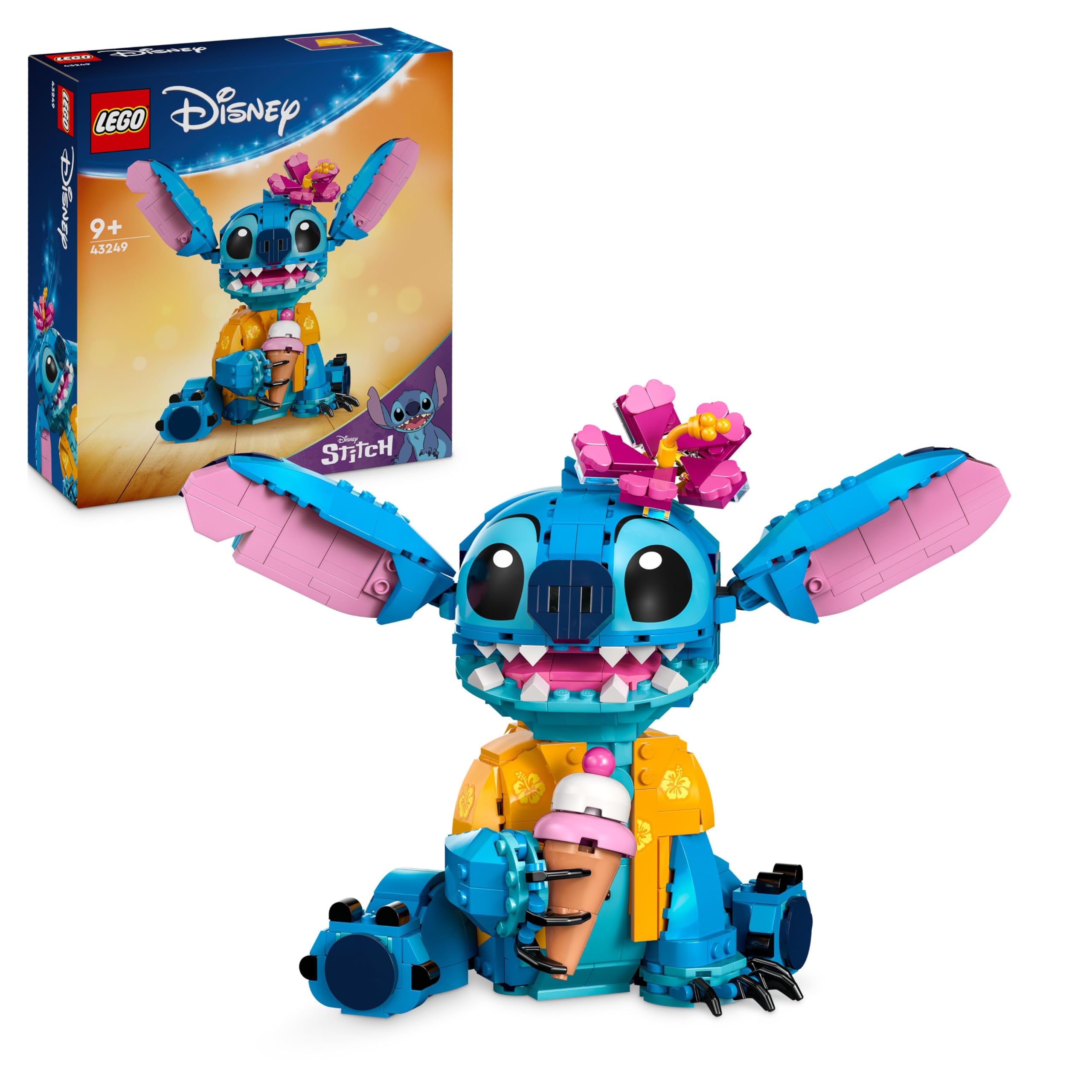 LEGO | Disney Stitch Spielzeug - Figur zum Spielen und Sammeln mit Einer Eistüte und Einer dekorativen Blume - Geschenk für Mädchen, Jungen und Lilo & Stitch Filmfans ab 9 Jahren - 43249