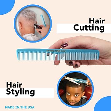 Allegro Combs #400 Barber Cutting Combs All-Purpose Hair Comb Set, 12 Pk (Baby Blue)
