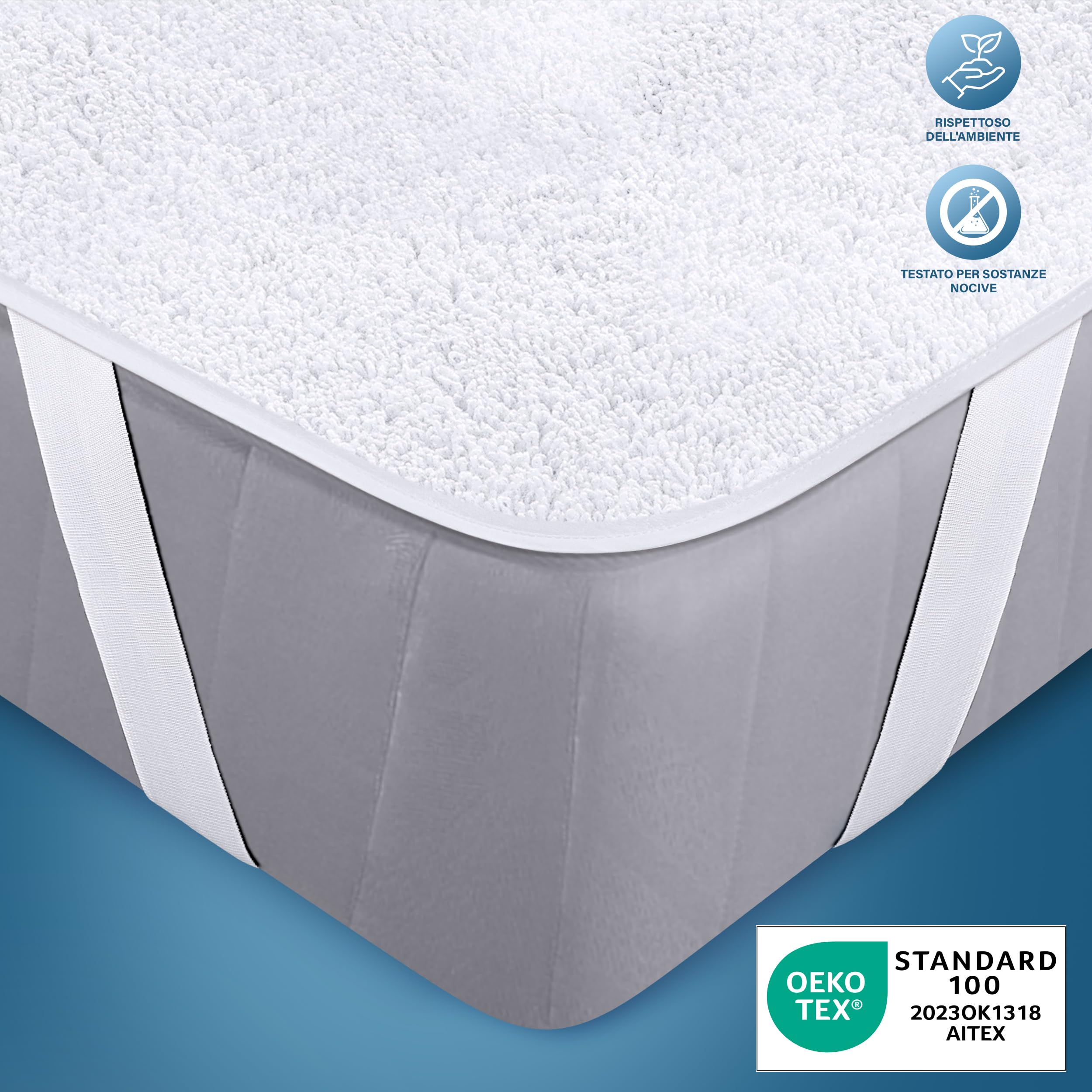 Utopia Bedding Coprimaterasso Matrimoniale Impermeabile 120 x 190 x 30 cm, 4 Angoli Elasticizzati, Certificato OEKO-TEX, Proteggi Materasso, Traspirante, Lavabile