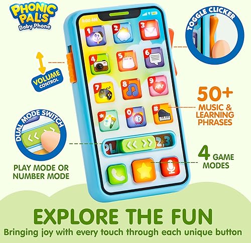 Miniatura 2 de JOYIN Juguetes para bebés de 6 a 12 meses, teléfono celular con 4 modos de juego y más de 50 frases de música y aprendizaje, juguetes educativos