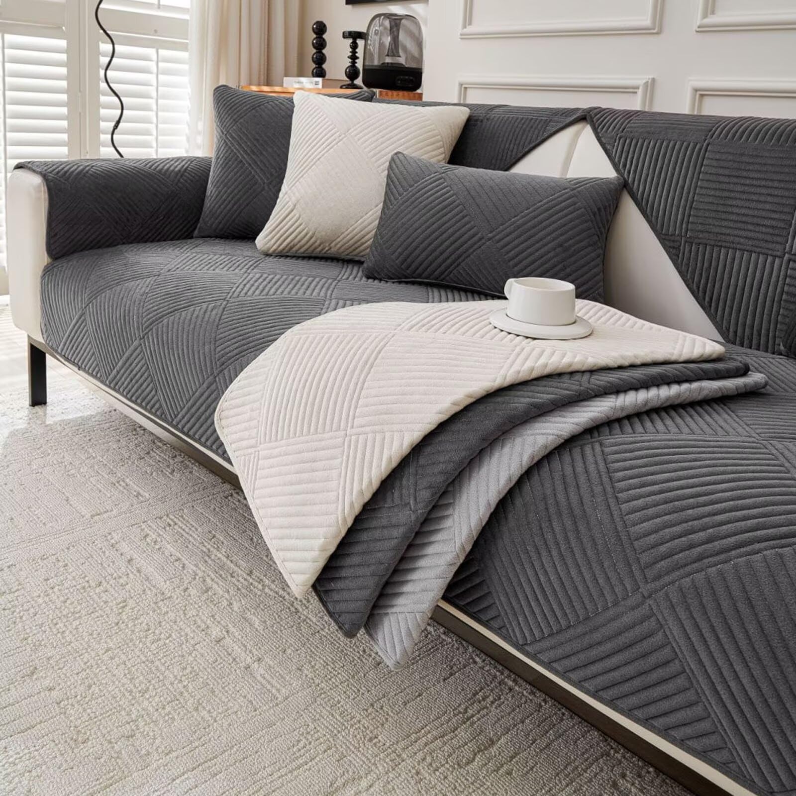 Bettschlange Dark Grey Sofa Protector Machine-Washable,,110X160cm