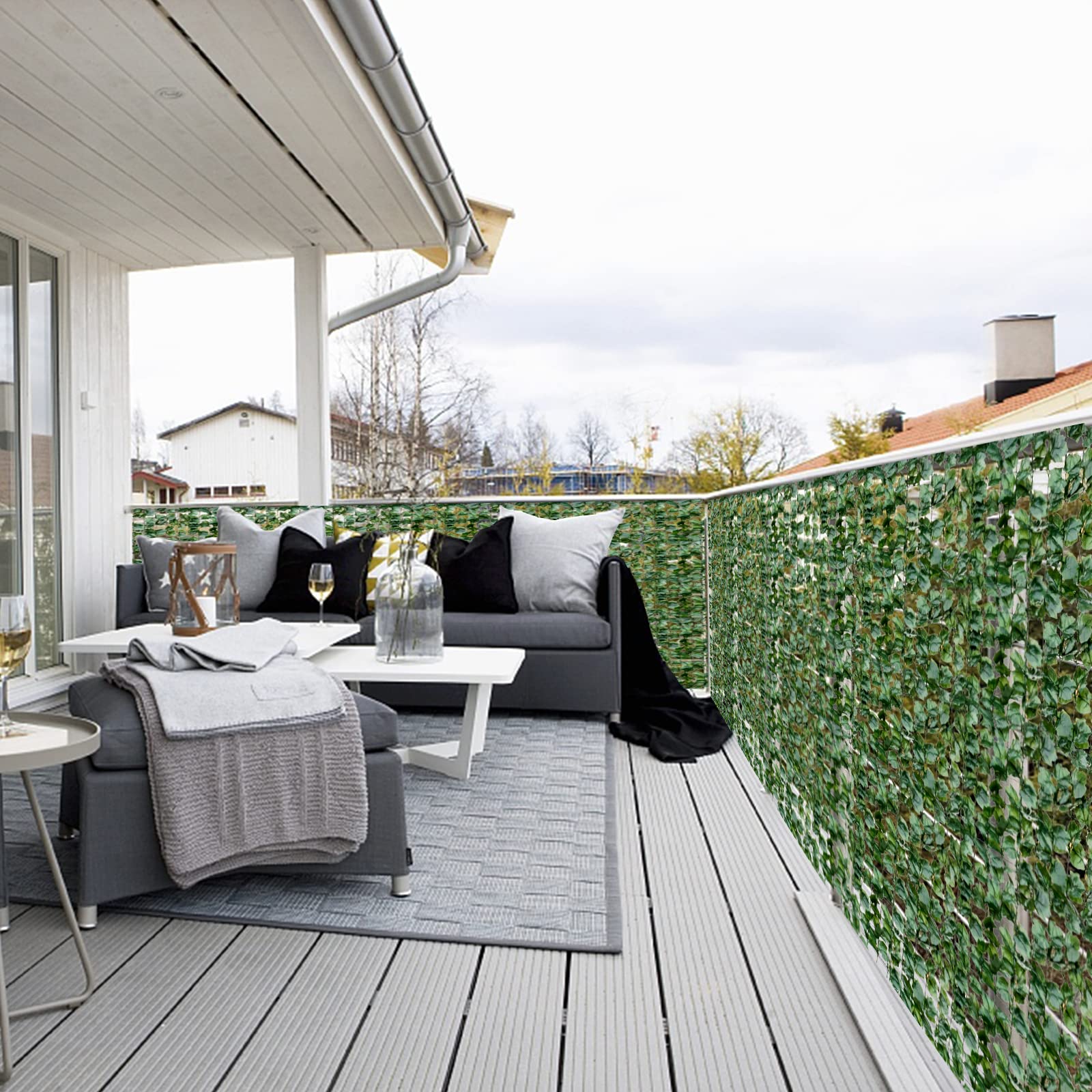 SOARS Balkon Sichtschutz, Künstliche Efeu Balkonsichtschutz, Balkonverkleidung, Windschutz inkl. 10 Kabelbinder, für Balkon, Terrasse & Hochzeit (150 x 240 cm)