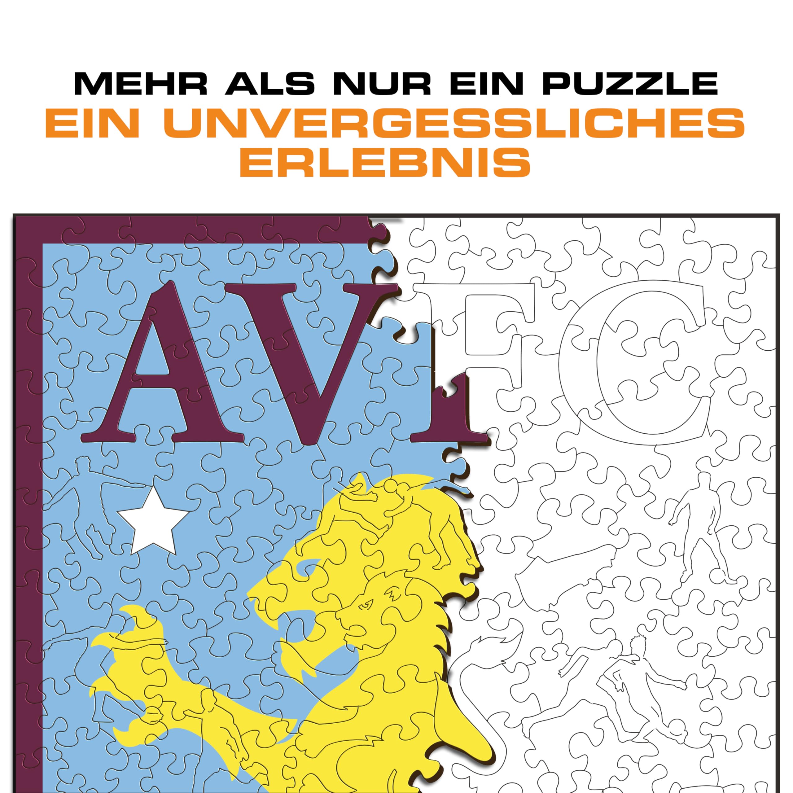 Iconic Puzzles, Aston Villa Crest, 100% ökologisch nachhaltiges Holzpuzzle mit offizieller Lizenz, Größe M, 270 Teile
