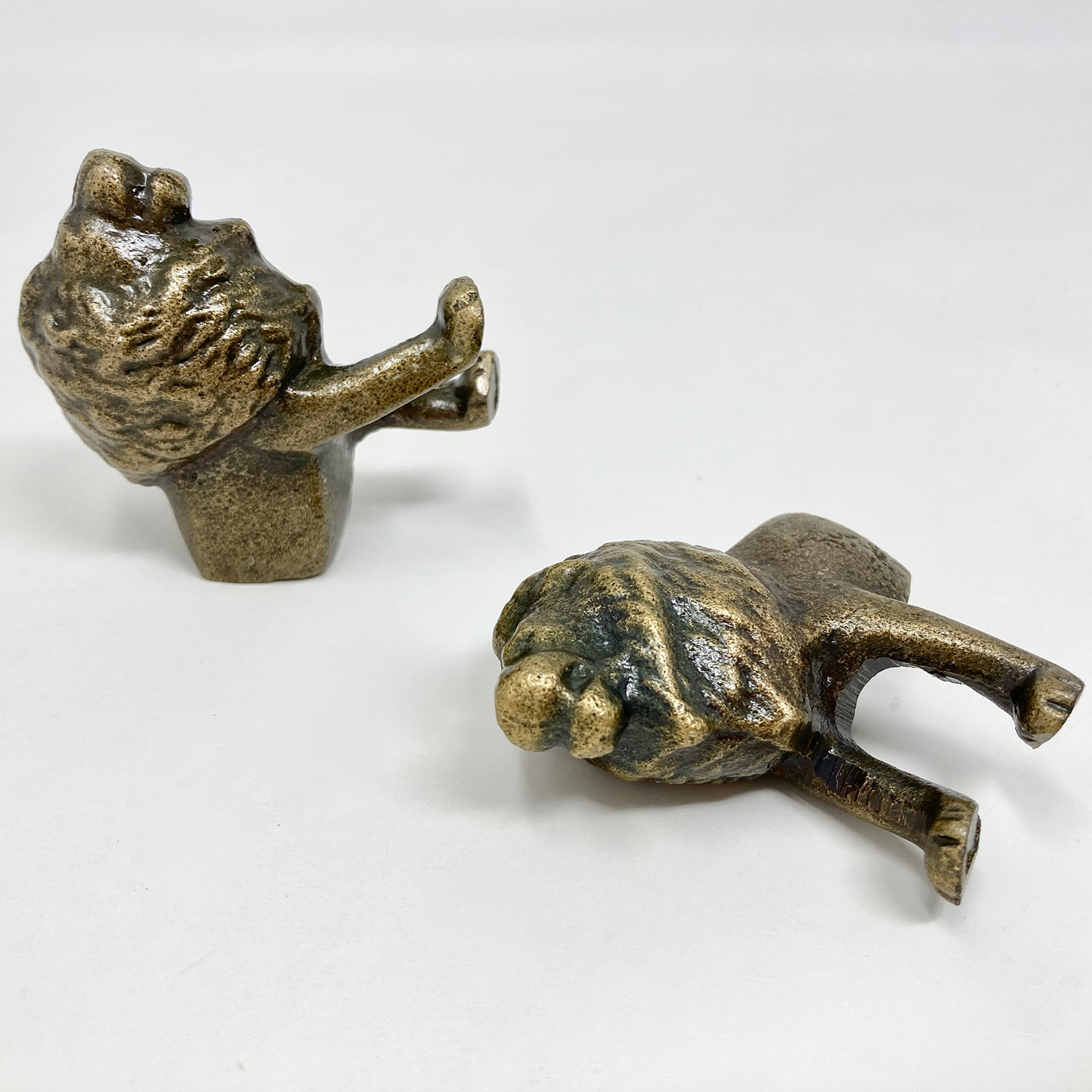 Safari Boutons de tiroir en métal en laiton antique avec motif animal (crochet, lion)