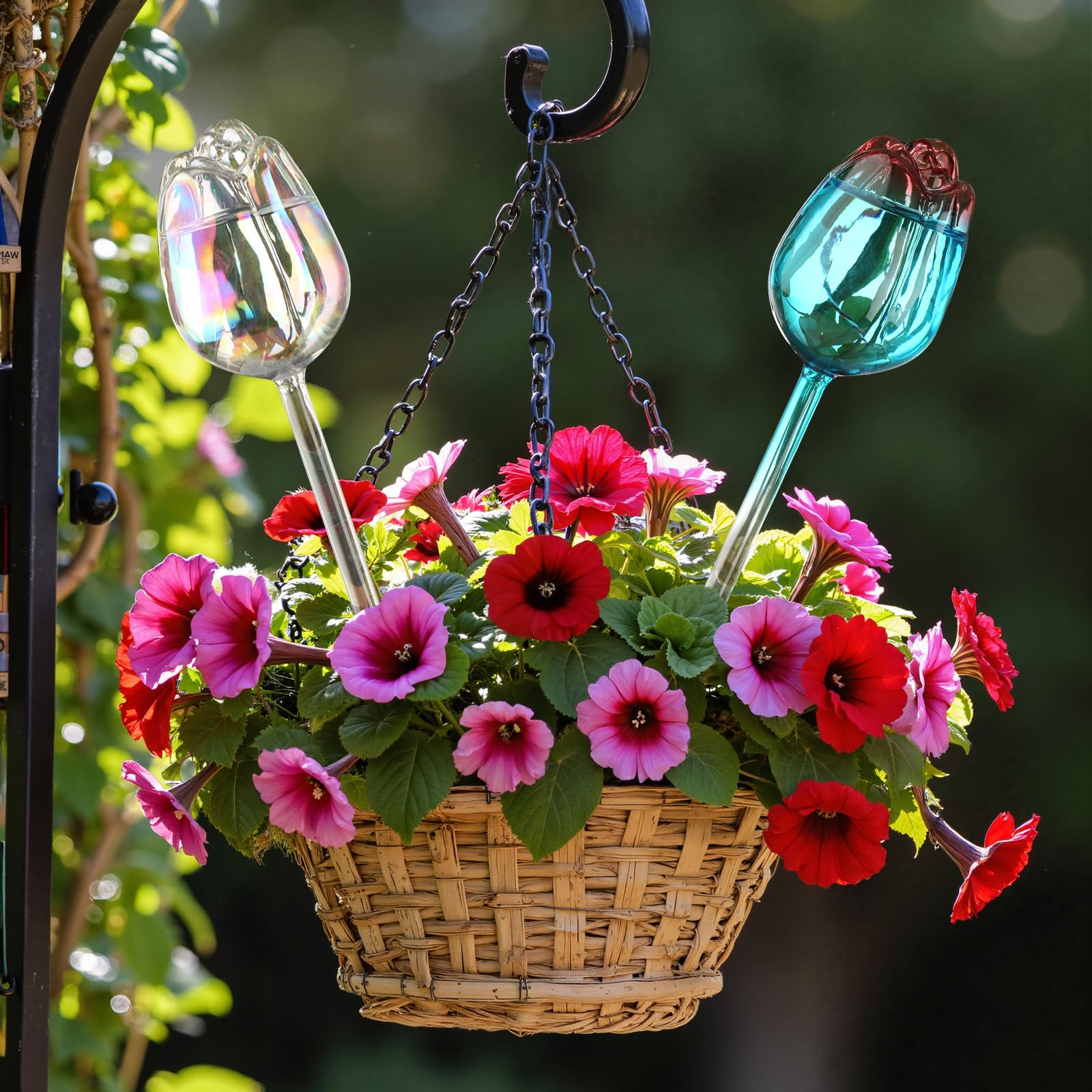VZZNN 6 Set Pflanzenbewässerungskugeln Tulpen, Selbstbewässernde Kugeln, Automatische Pflanzenbewässerungsgeräte, Selbstbewässernder Pflanzeinsatz mit Bewässerungsspikes, Glasbewässerungsbirnen für