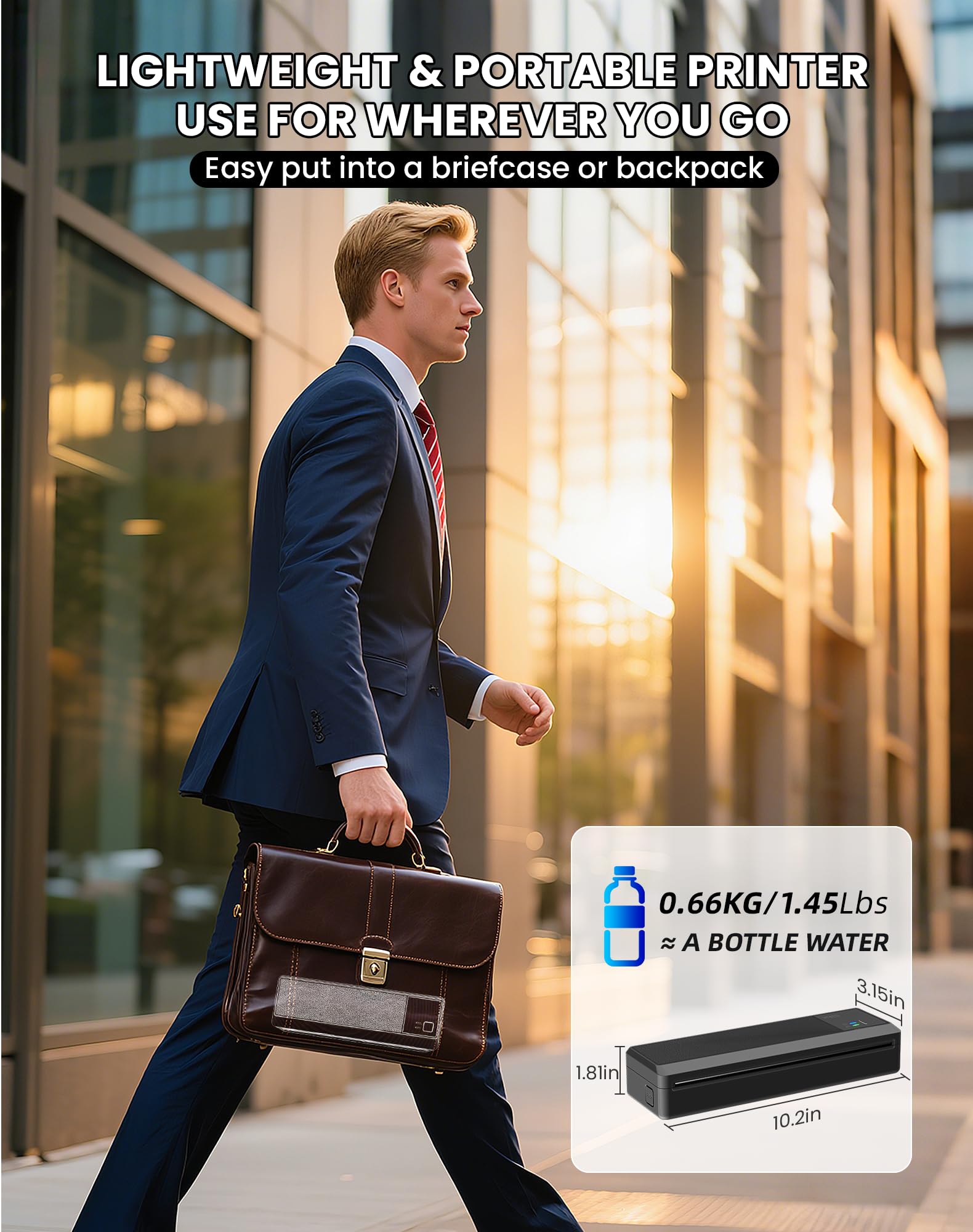 vretti P83 Stampante Portatile A4, Stampante Termica Portatile, Compatibile con iPhone/PC/USB, iOS/Android via Wireless Bluetooth, Stampa Contratti/Ricevute/Documenti, Supporta Carta Termica A4, Nero