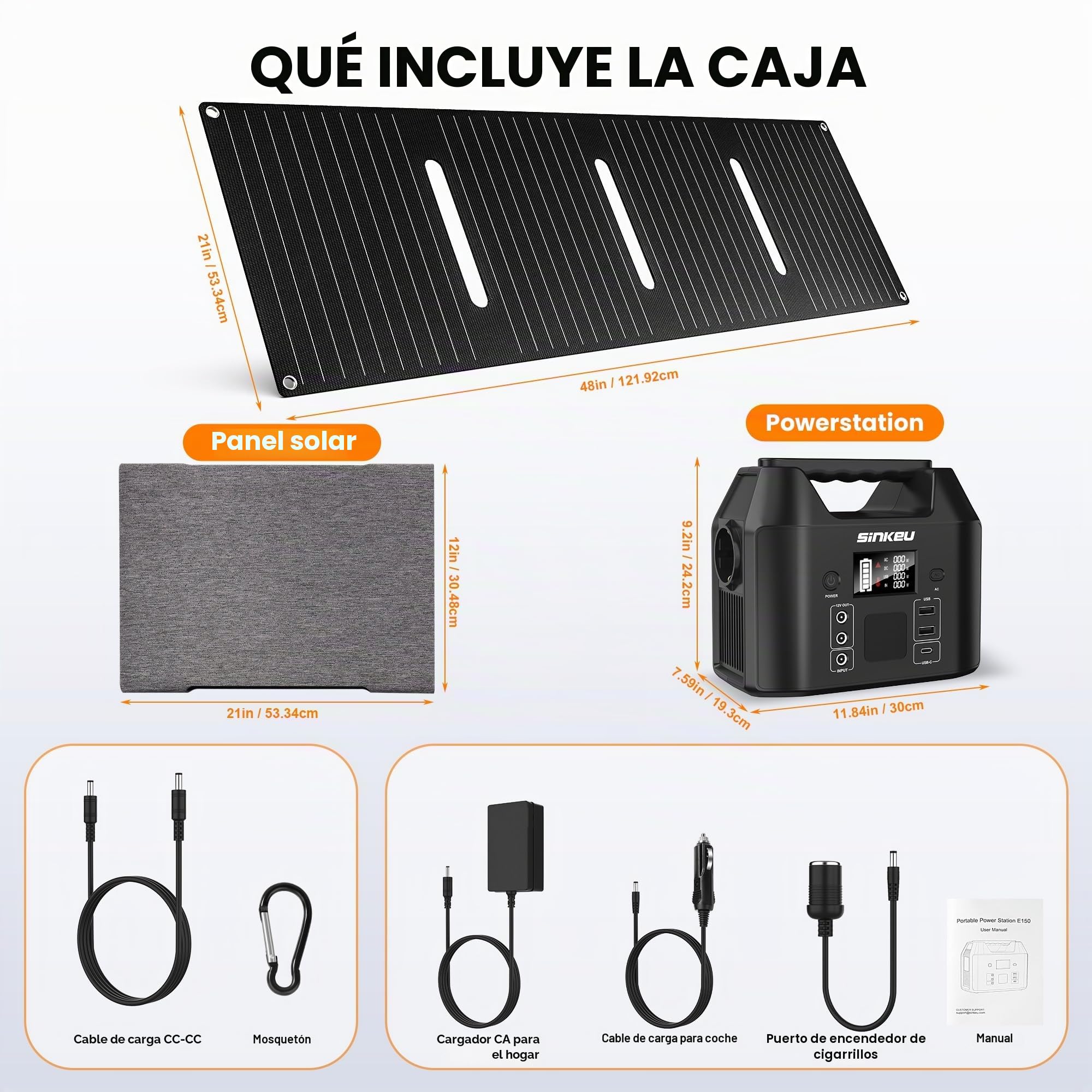 SinKeu 96Wh - Estación de energía portátil con panel solar de 40 W, batería LiFePO4 de 30000 mAh, generador solar con 230 V 150 W CA enchufe/12 V DC/USB, fuente de alimentación de emergencia para