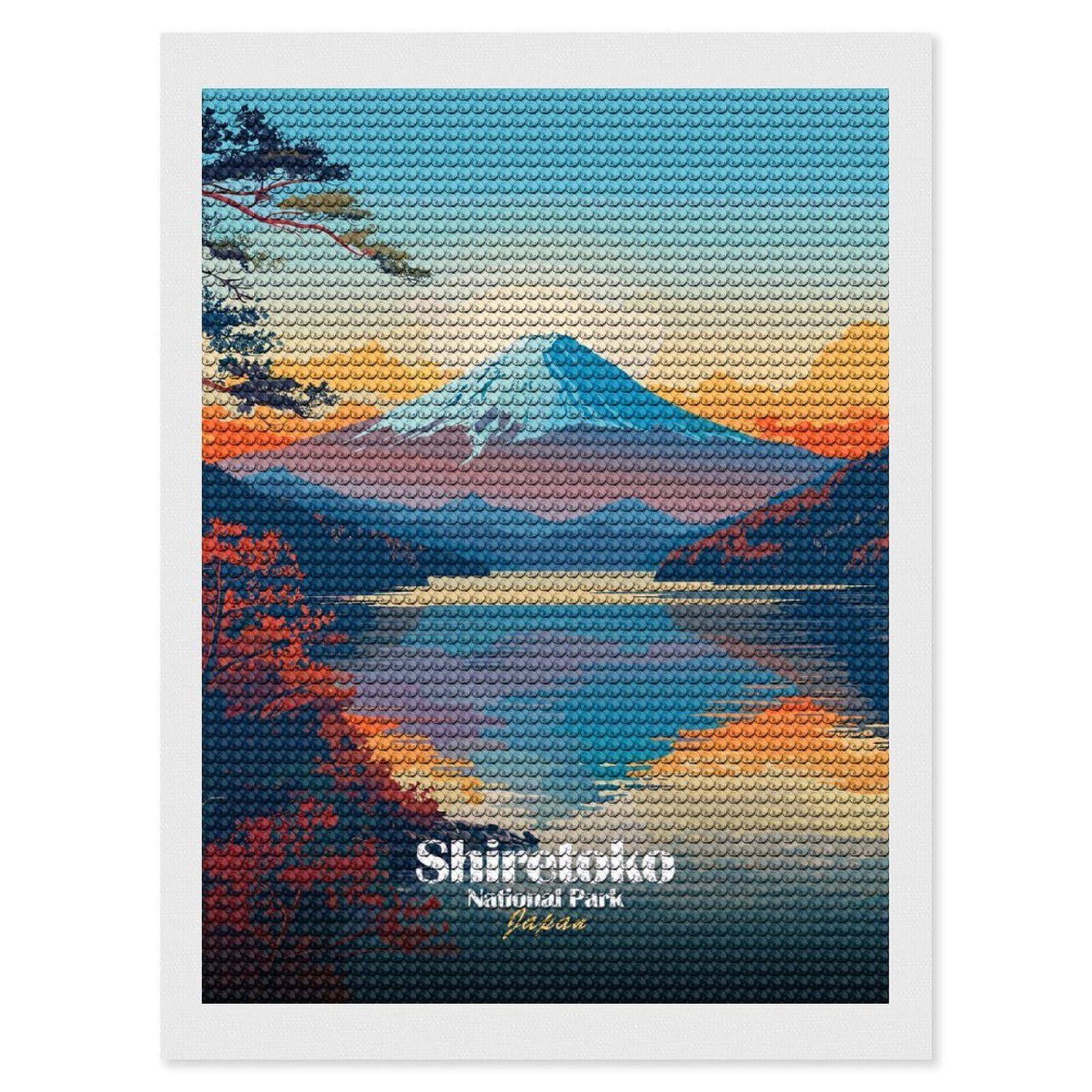 Junmoney Shiretoko National Park Japan Landscape Diamond Painting Canvas Set 12"x16", with Tool Kit, Easy to Enjoy, Home Wall Decor, Thoughtful Handmade Gift