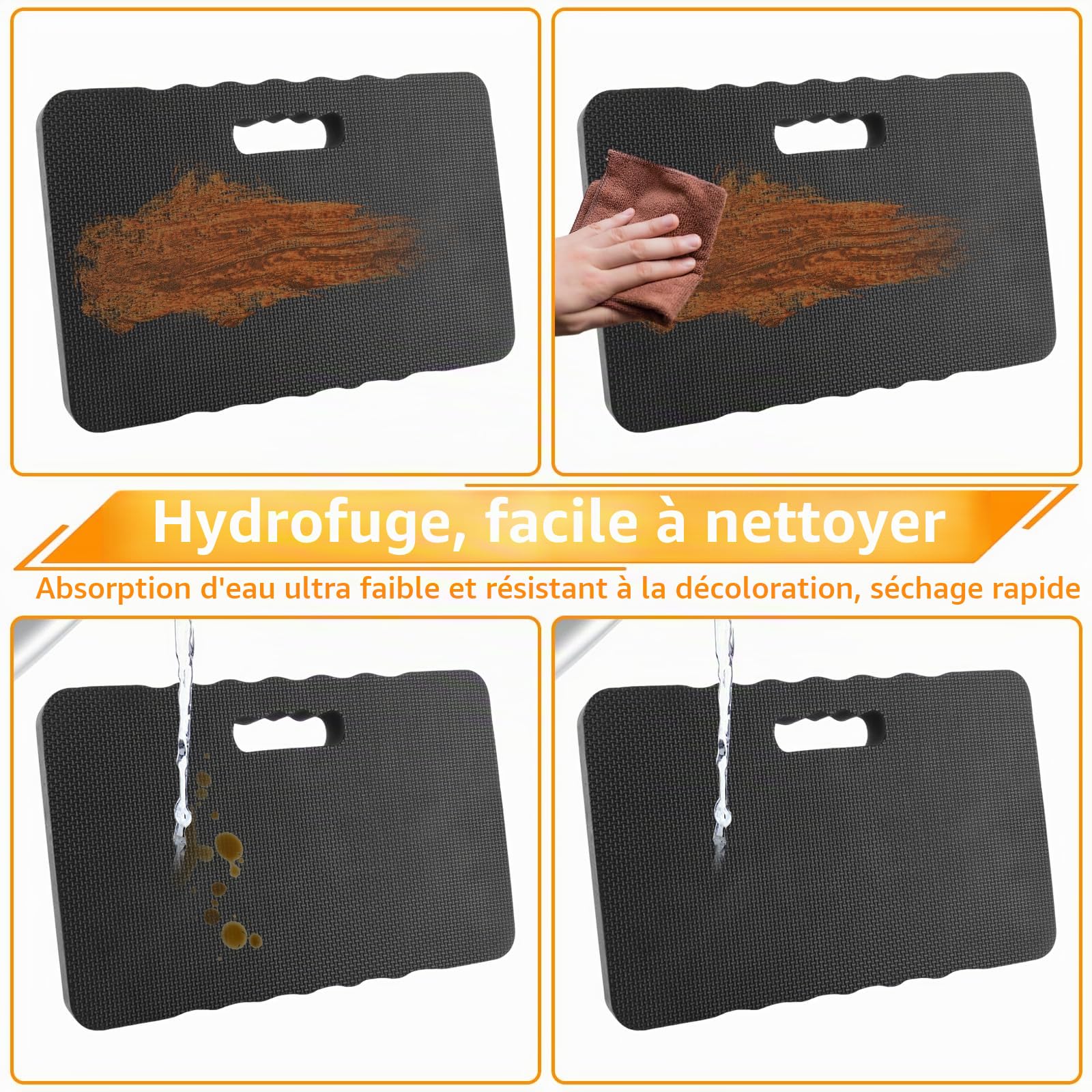 APACALI 3PCS Protège-genoux de jardinage, 43 x 28 x 4cm Tapis de Genoux, Genouillère Extra épaisse pour Le Jardinage, Le Travail, Le Bain de bébé, l'exercice, Noir