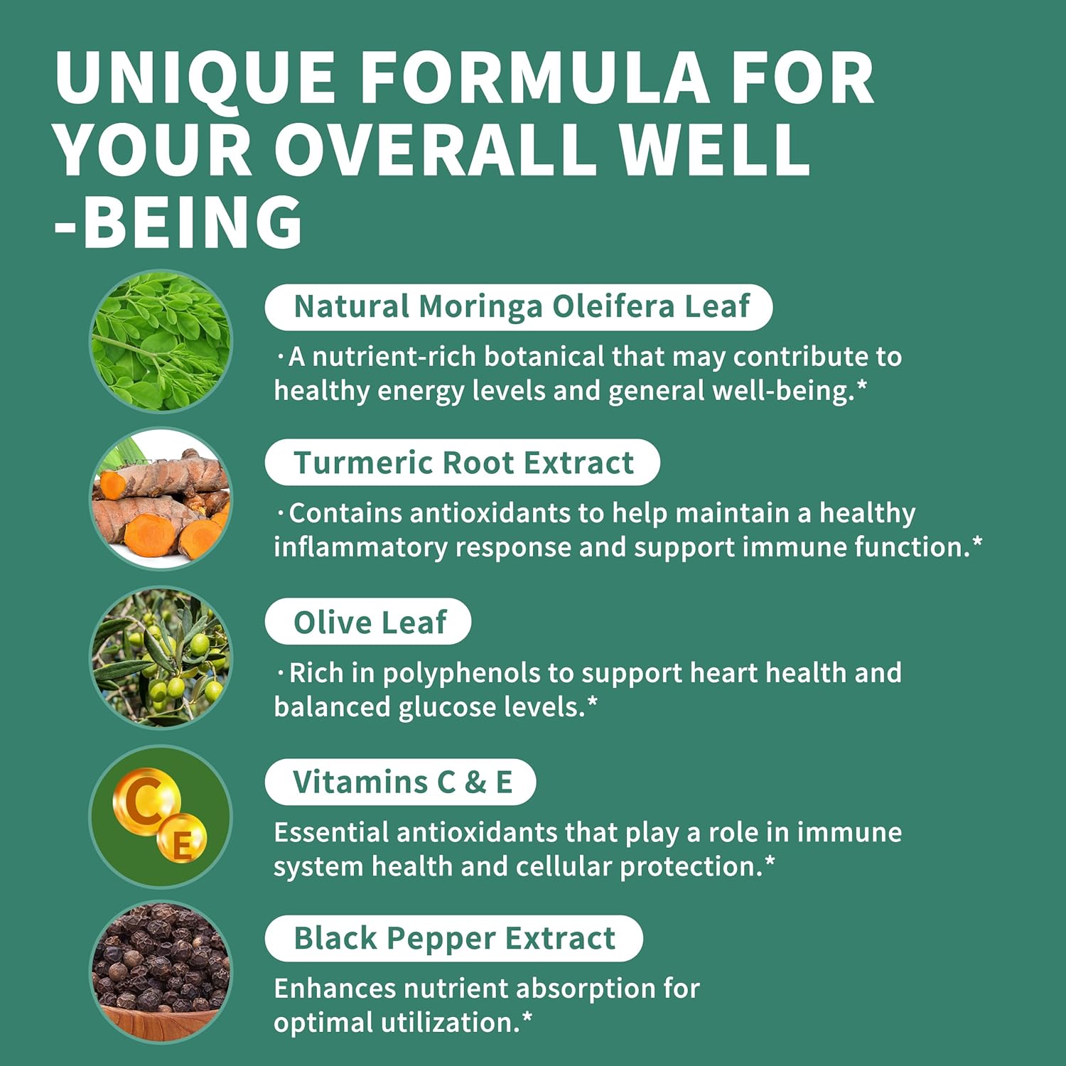 Moringa Liquid Drops, Pure Moringa Supplements w. Turmeric, Olive Leaf, Black Pepper, Vitamin C&E for Energy, Supports Antioxidant and Immune - 6X Stronger Than Capsules Powder (2 Fl Oz) - Image 2