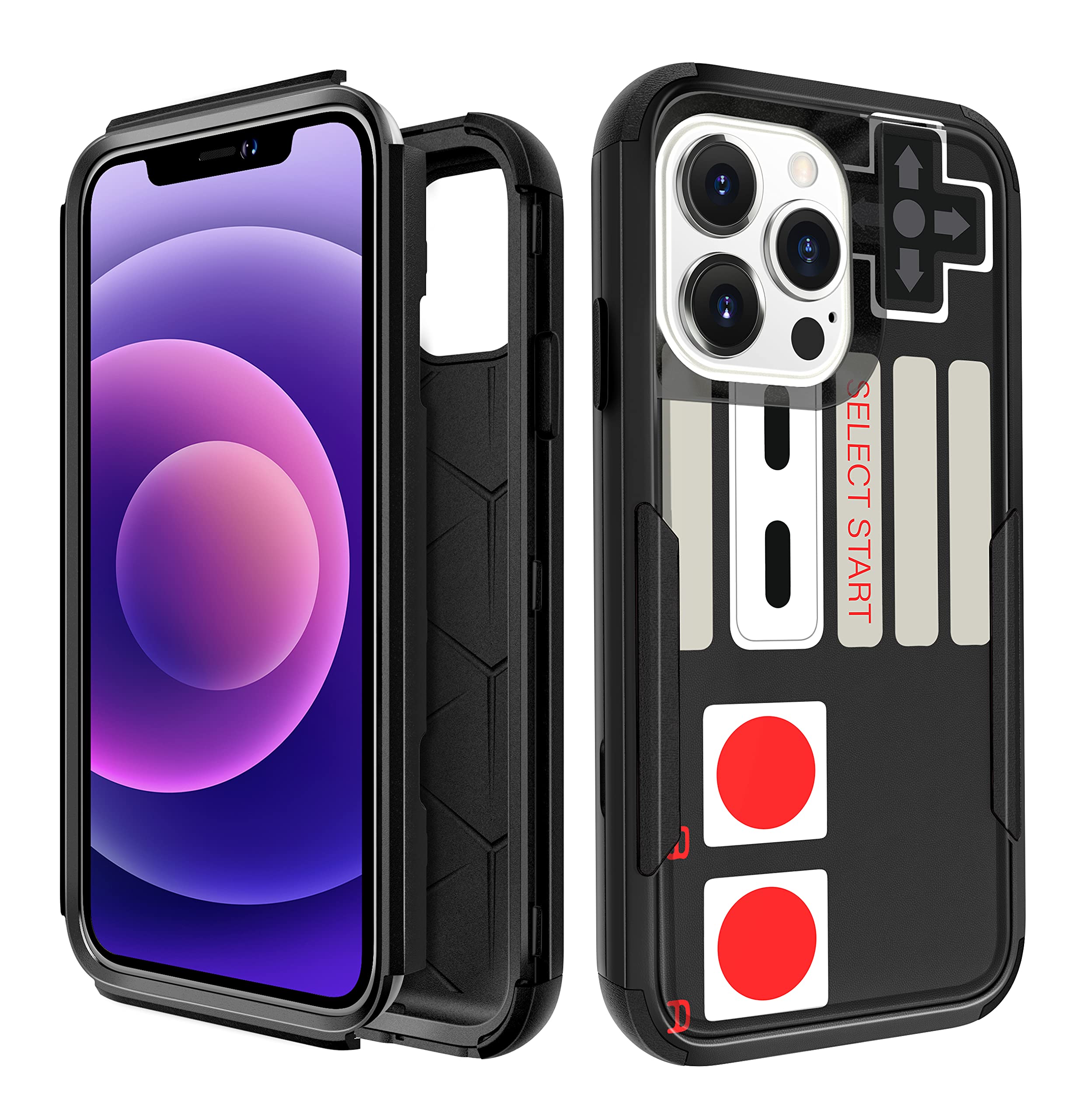 Plakill for iPhone 13 Pro Max Protective Case 3 in 1 Designer Retro Game Drop Tested Cute Cases for Boy Men Women Girls Shockproof Protection Rugged Heavy Duty Phone Cover for iPhone 13 Promax