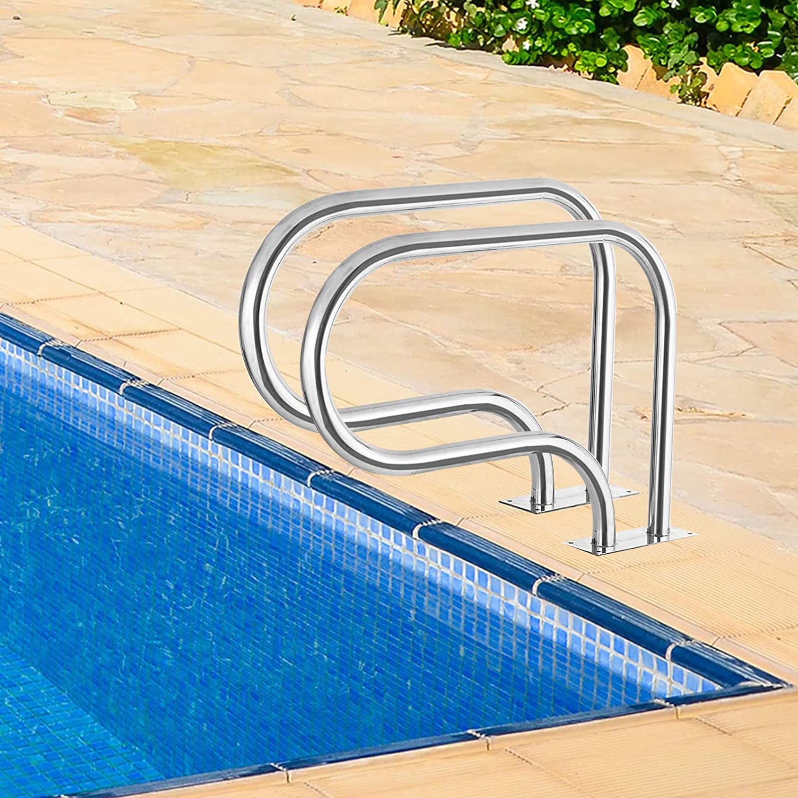 Rampe de piscine antirouille avec couvercle bleu isolant pour escalier