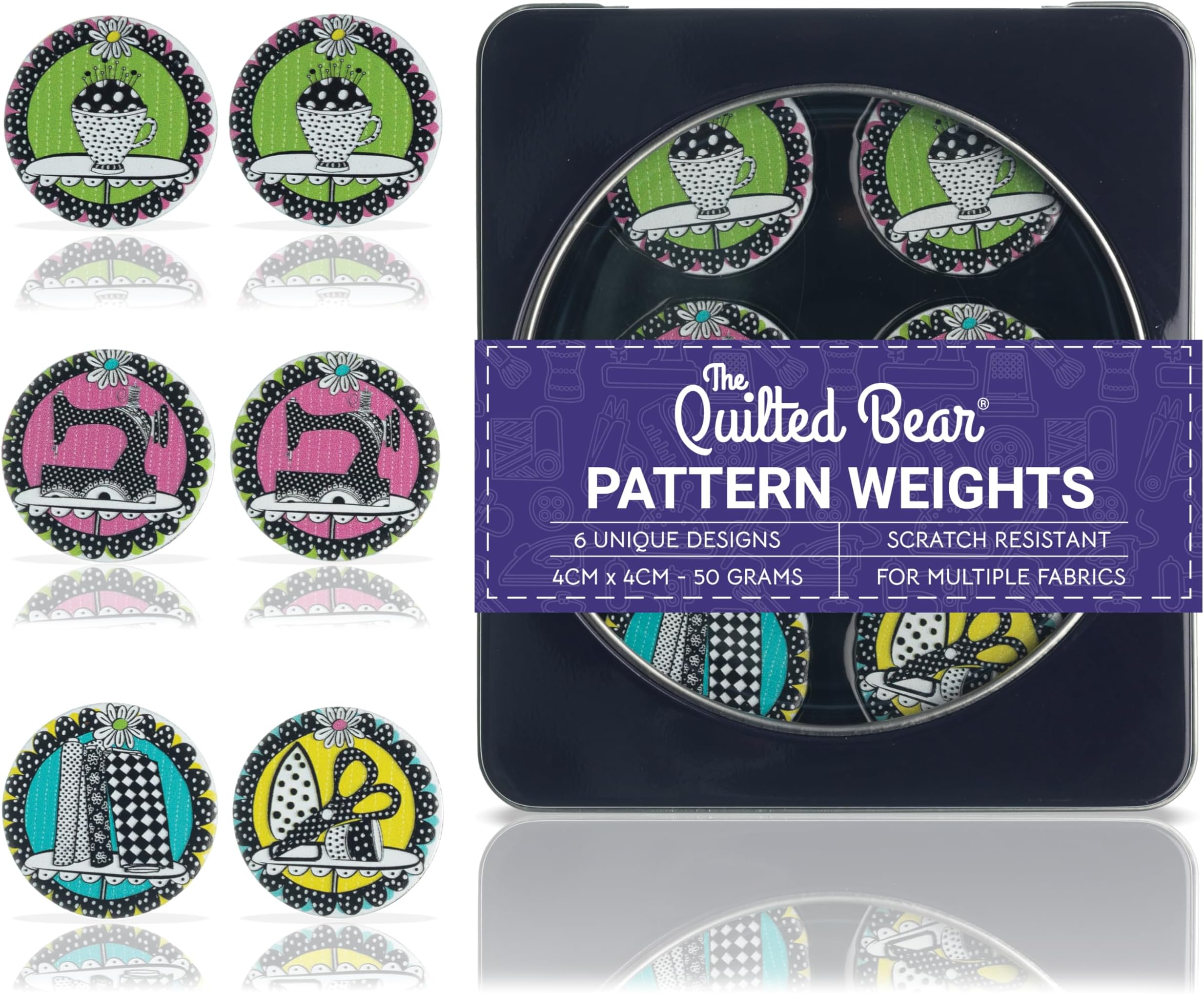 The Quilted Bear Pattern Weight Set – Scratch-Resistant Fabric Weights for Secure Pattern Cutting, Sewing Supplies & Quilting Supplies (Joey Kaufman Heiberg - Dolly Mamas Sewing)