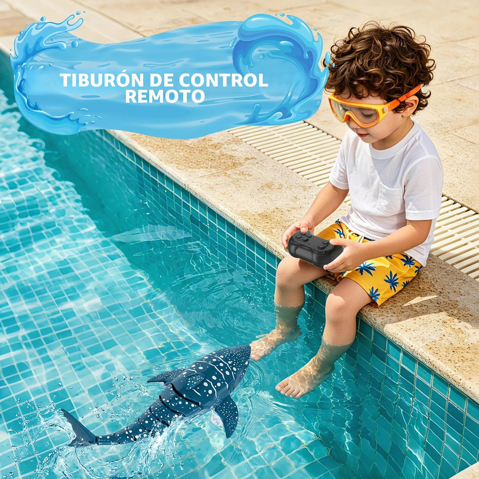 snookids Tiburón Remoto para niños, Juguete de RC de 2,4 GHz | barco de tiburón con luces y movimiento de cola realista, juguete acuático para bañera y piscina, regalo para niños y niñas