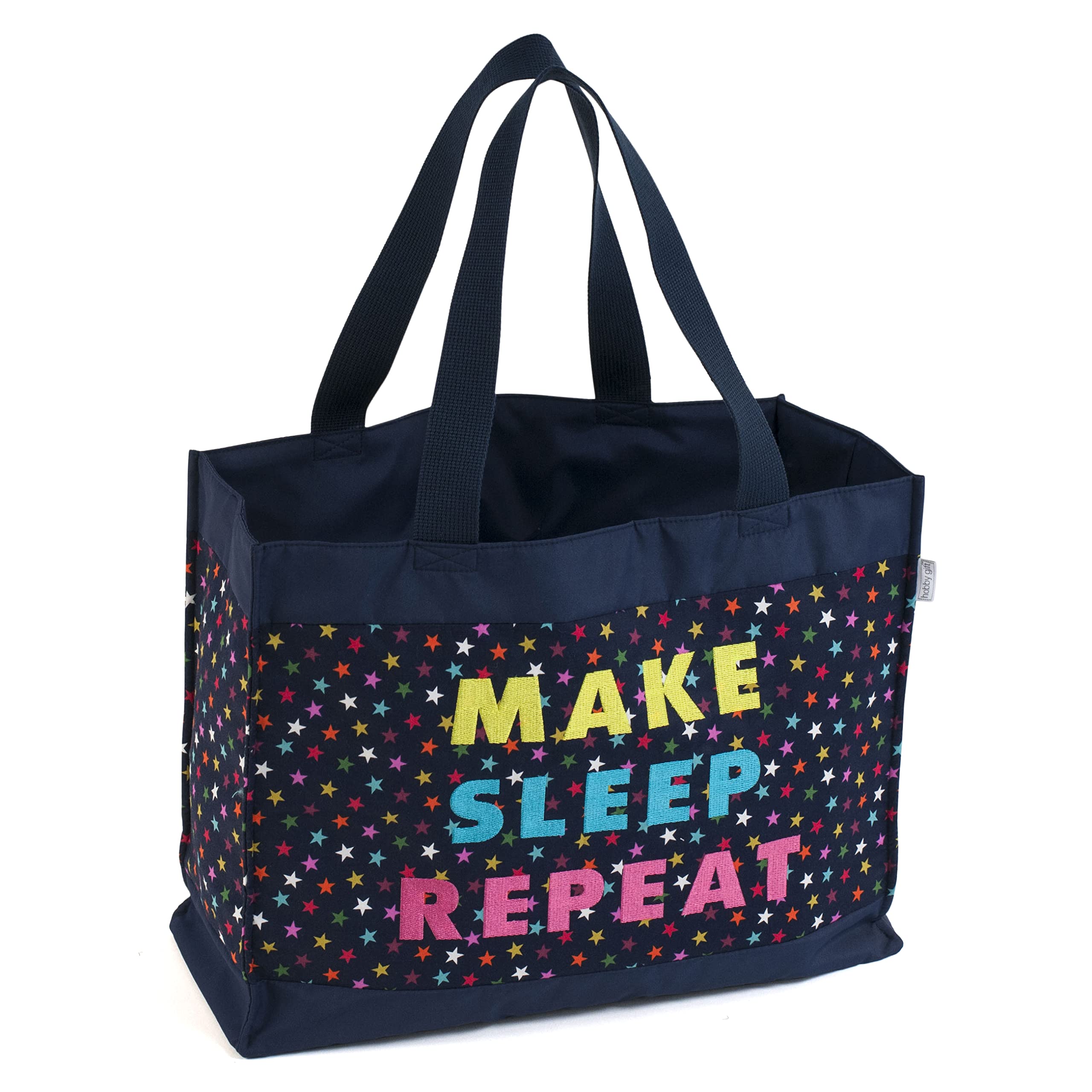 Hobby Gift Navy Stars - Embroidered Craft Tote Bag, Navy Stars, Large