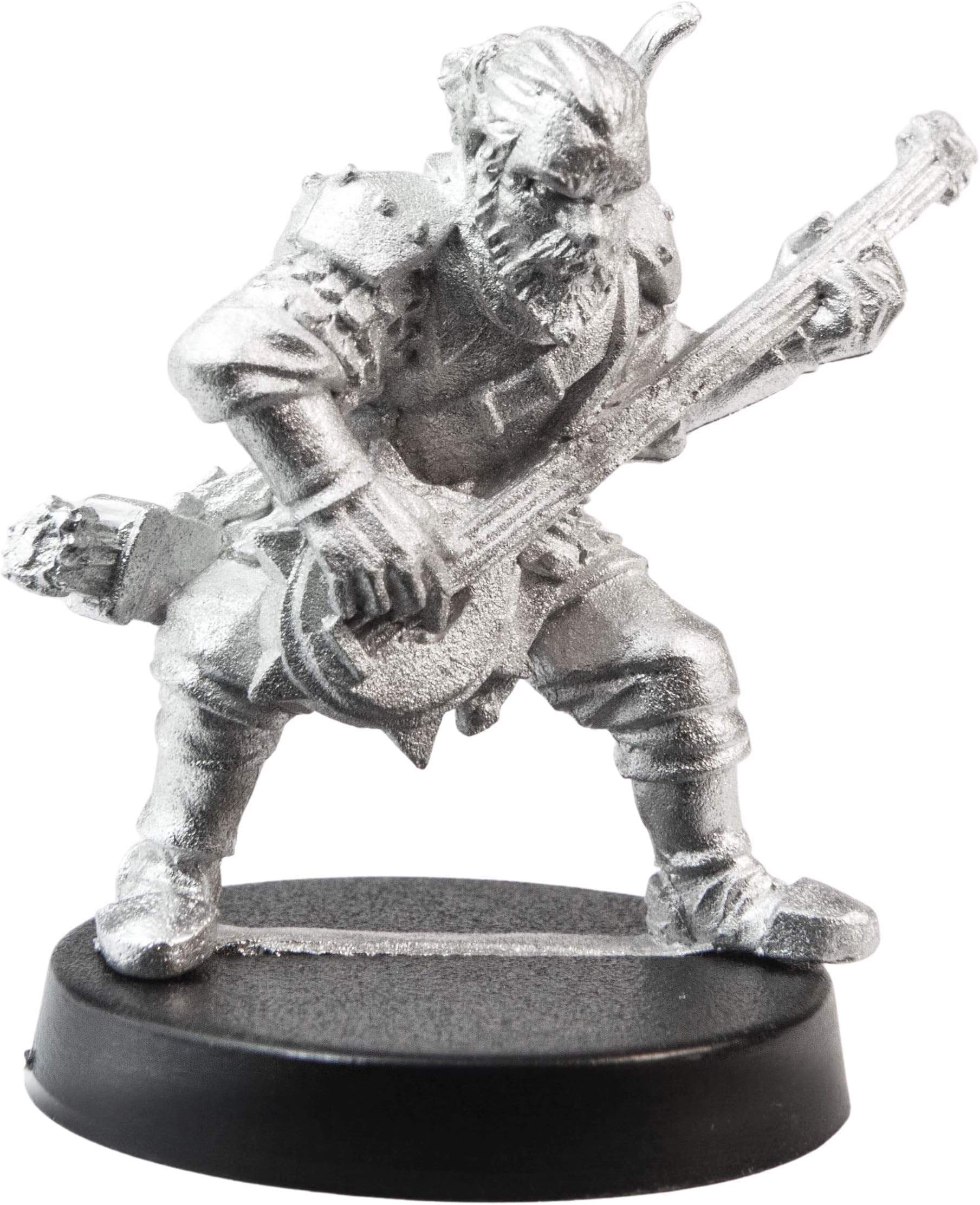Male Human Bard Miniature Figure, 33mm - 100% Pewter Metal - Includes Slotted Creator Base - for 28mm Scale Table Top War Games - Designed & Made in USA