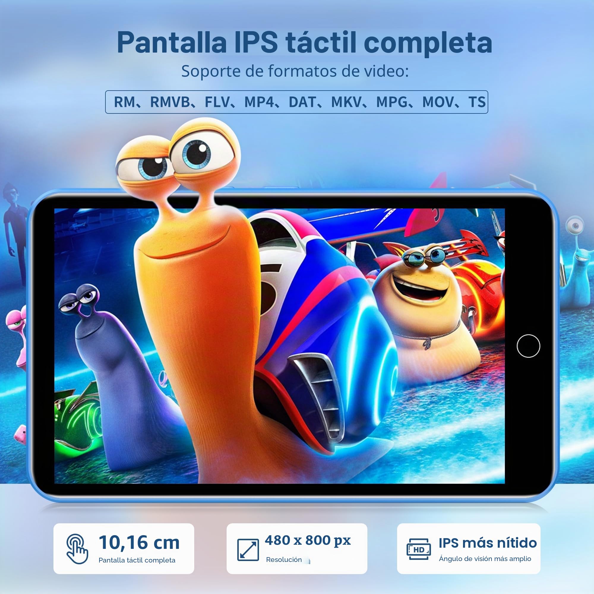 Reproductor MP3 Diofox de 80GB con Bluetooth y Wi-Fi, Reproductor MP3 Android Spotify, Amazon Music, Audible, Pantalla Táctil de 4 Pulgadas, Música en Streaming, Play Store, Radio FM, Deezer - Azul