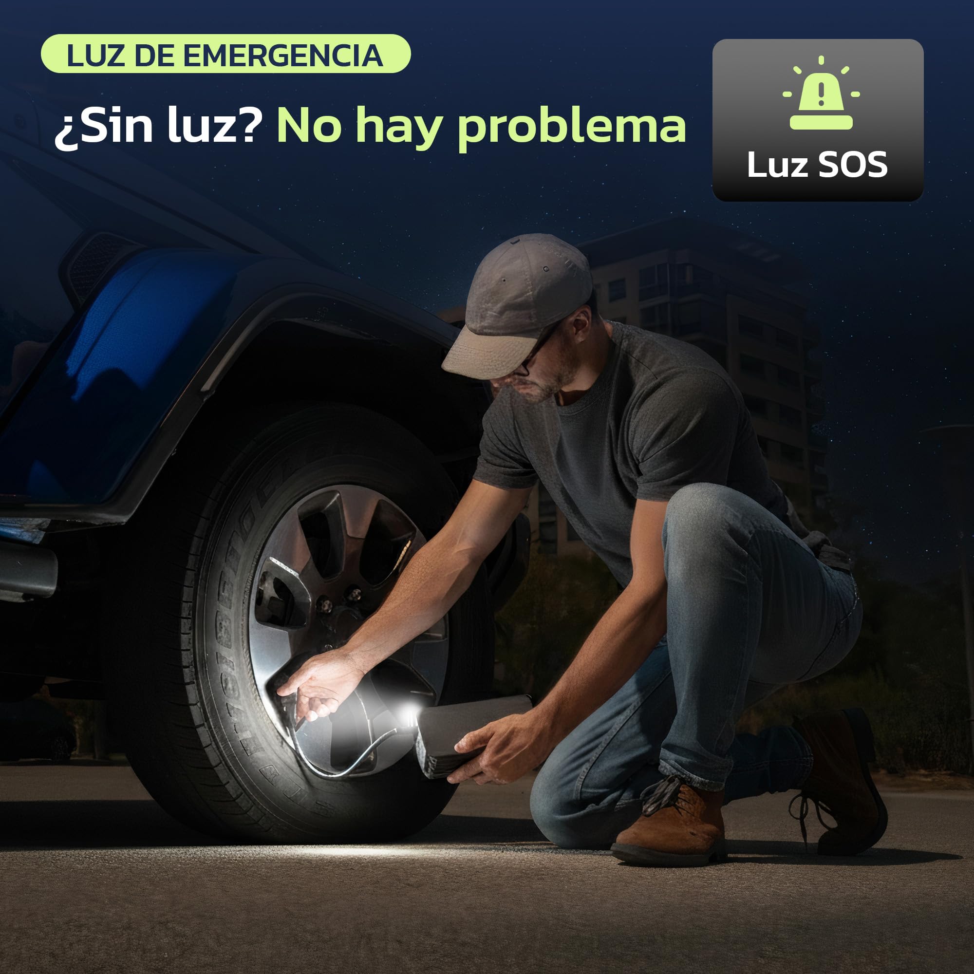 Woowind Arrancador Baterías, Compresor de Aire, Power Bank, 10,3 BAR | Compresor De Aire, Power Bank 65W, Booster Batería 12V, Inflador De Ruedas, Cargador 16000mAh