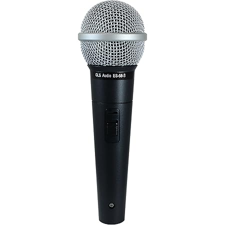 GLS Audio Vocal Microphone ES-58-S & Mic Clip - Professional Series ES58-S Dynamic Cardioid Mike Unidirectional (With On/Off Switch)