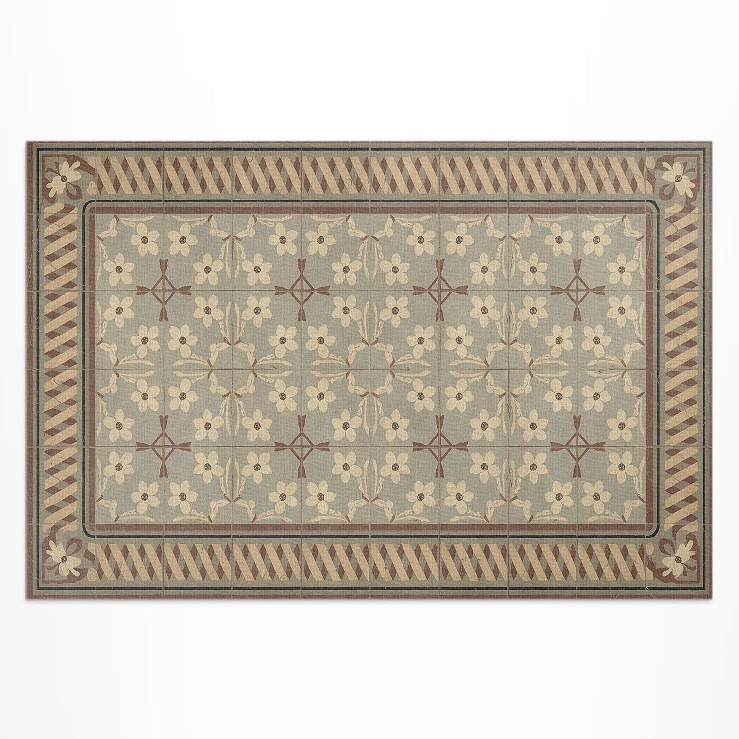Tapis de terrasse en vinyle 80x120 cm impression fleurs en mosaïques premium