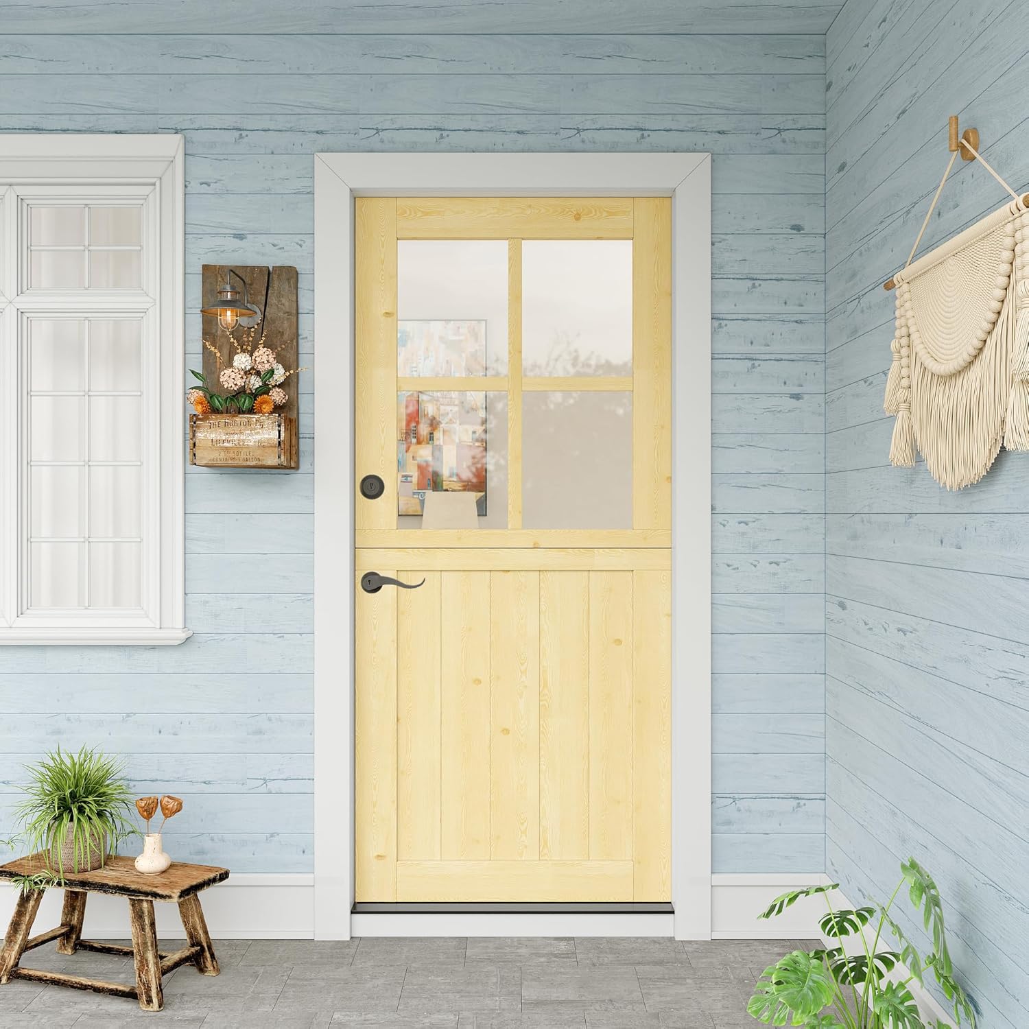 36" x 80" Exterior Dutch Entry Door (Front/Outside) - 1.75" Solid Pine ...