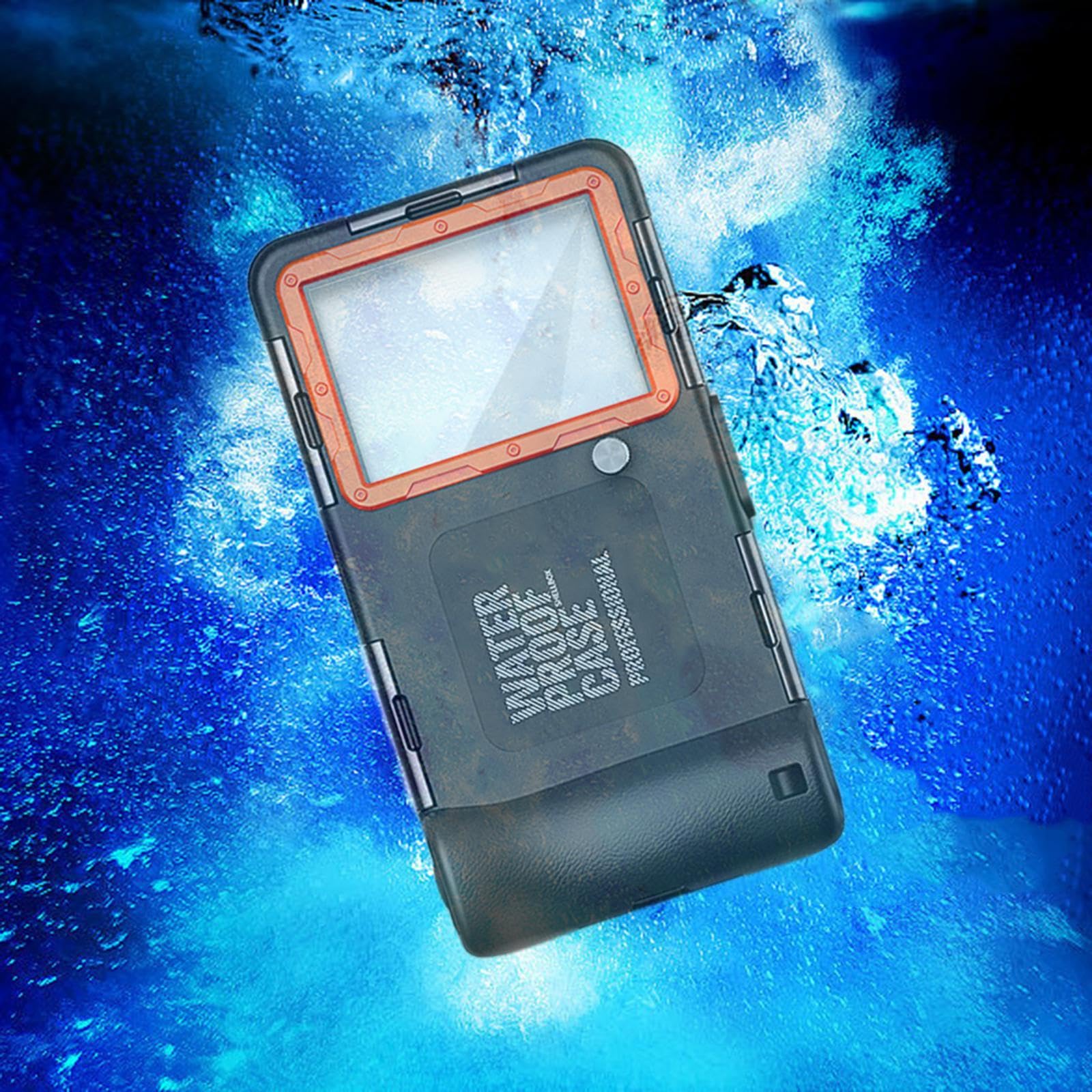 Funda para Teléfono de Buceo, Anillo de Sellado Profesional de 15M/50 Pies con Cordón, Cubierta Subacuática para Teléfono, Resistente Al Agua para NAD, Naranja Negro