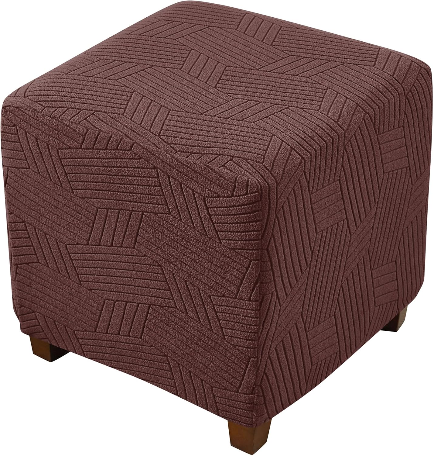 Small Ottoman Cover Square Footstool Cover 1 Pack Khaki