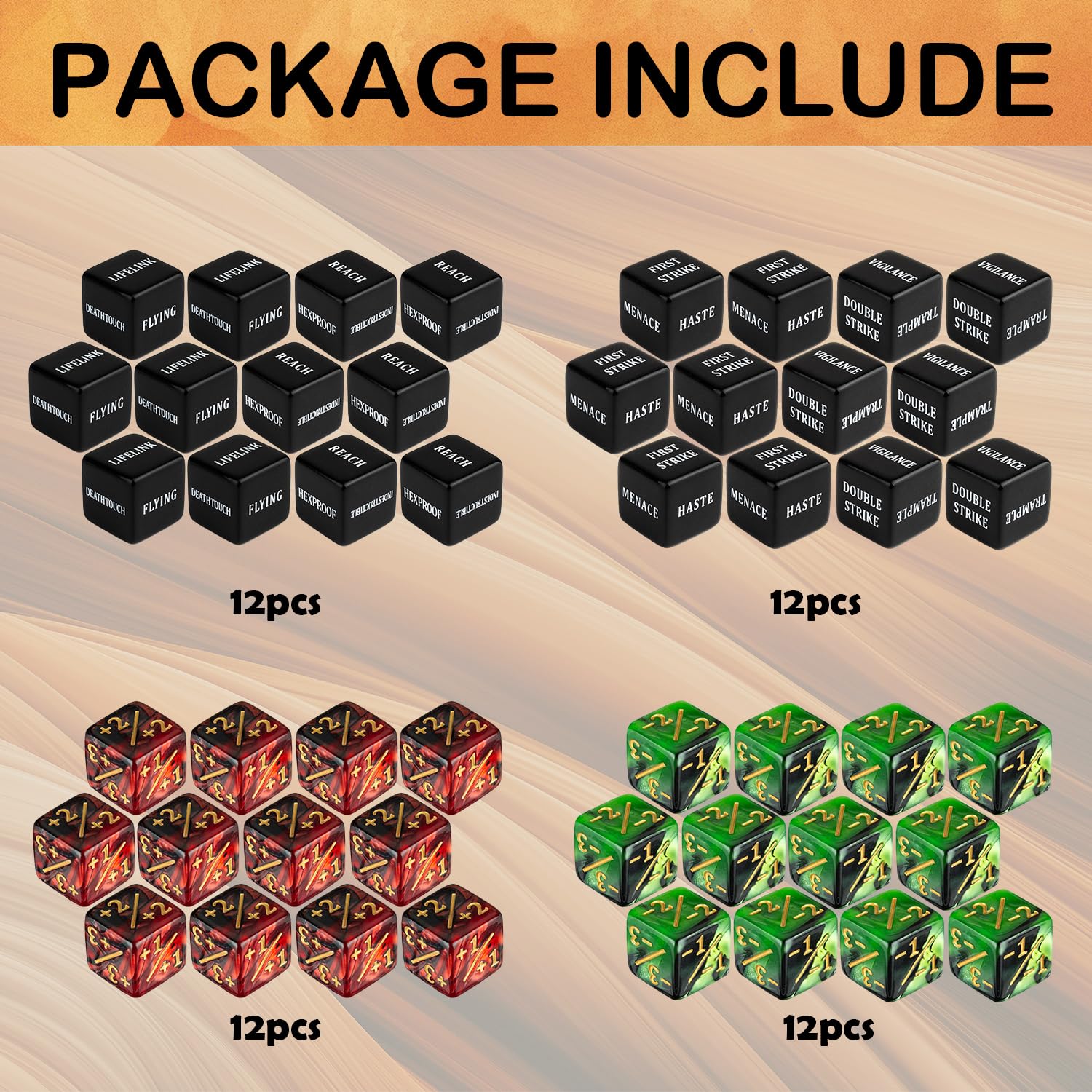 Amazon.com: 48 Pieces Abilities Keywords MTG Dice Counters Plus One Life  Counter Dice Bulk Creature Stats Buff Tokens Dice Set for Magic The  Gathering, MTG, Card Games Accessories : Toys & Games