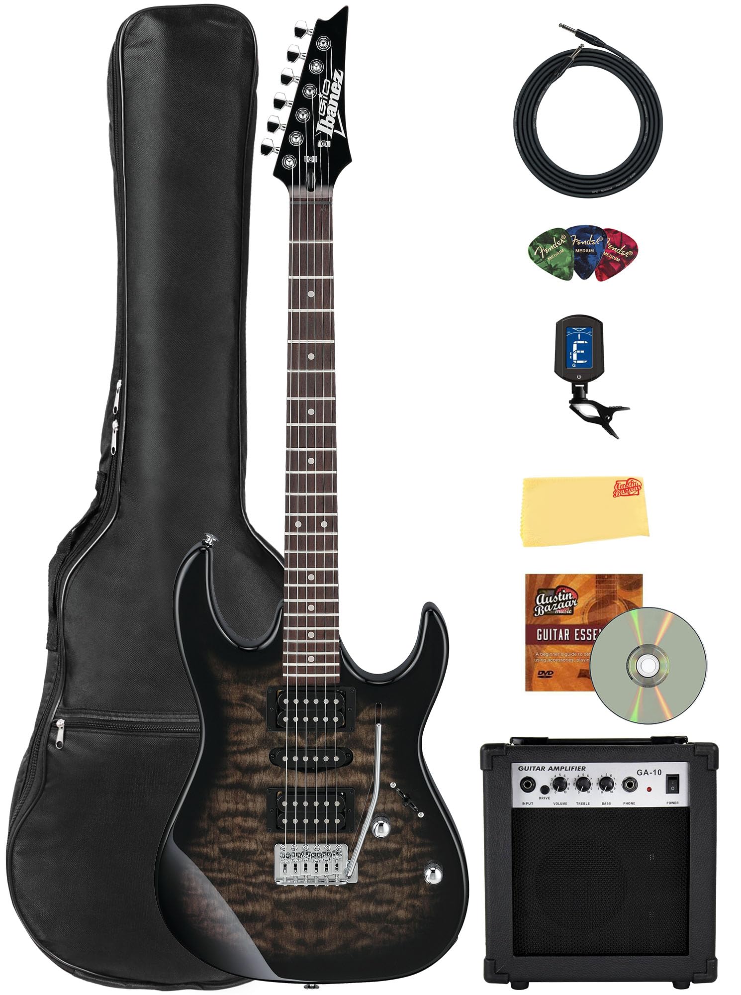 Amazon.com: Ibanez GRX70QA RG Gio Electric Guitar - Transparent
