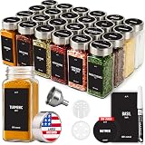 Deco haus Spice Jars Square Airtight Set of 24 [Includes Labels & Shaker Insert] - Spice Jars Set Glass - Spice Container Spice Jars - Spice Storage - Spice Organiser - Spice Storage - 1