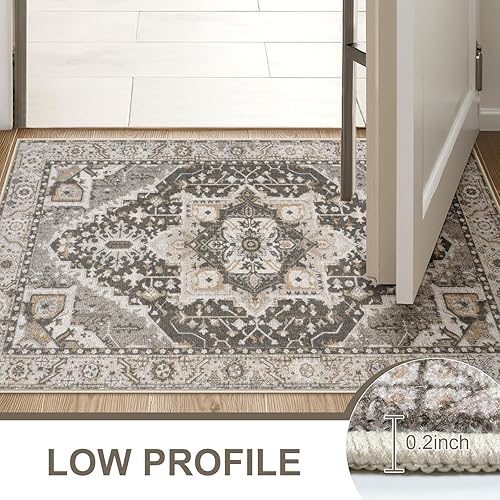 Miniatura 143 de Collive Tapete lavable para interiores, tapete retro antideslizante de 20 x 32 pulgadas, alfombra de entrada de absorción rápida, tapete de entrada