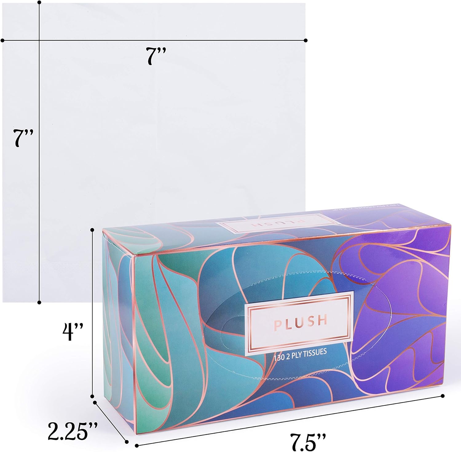 Plush Facial Tissues 130 Per Box Size 7" X 6.9" 2 Ply,Soft, Smooth, Great for Bathroom, Office, Store, School,Home, Kitchen (Family pack Pack of 10, 1300 Tissues total) (Packaging May Vary)